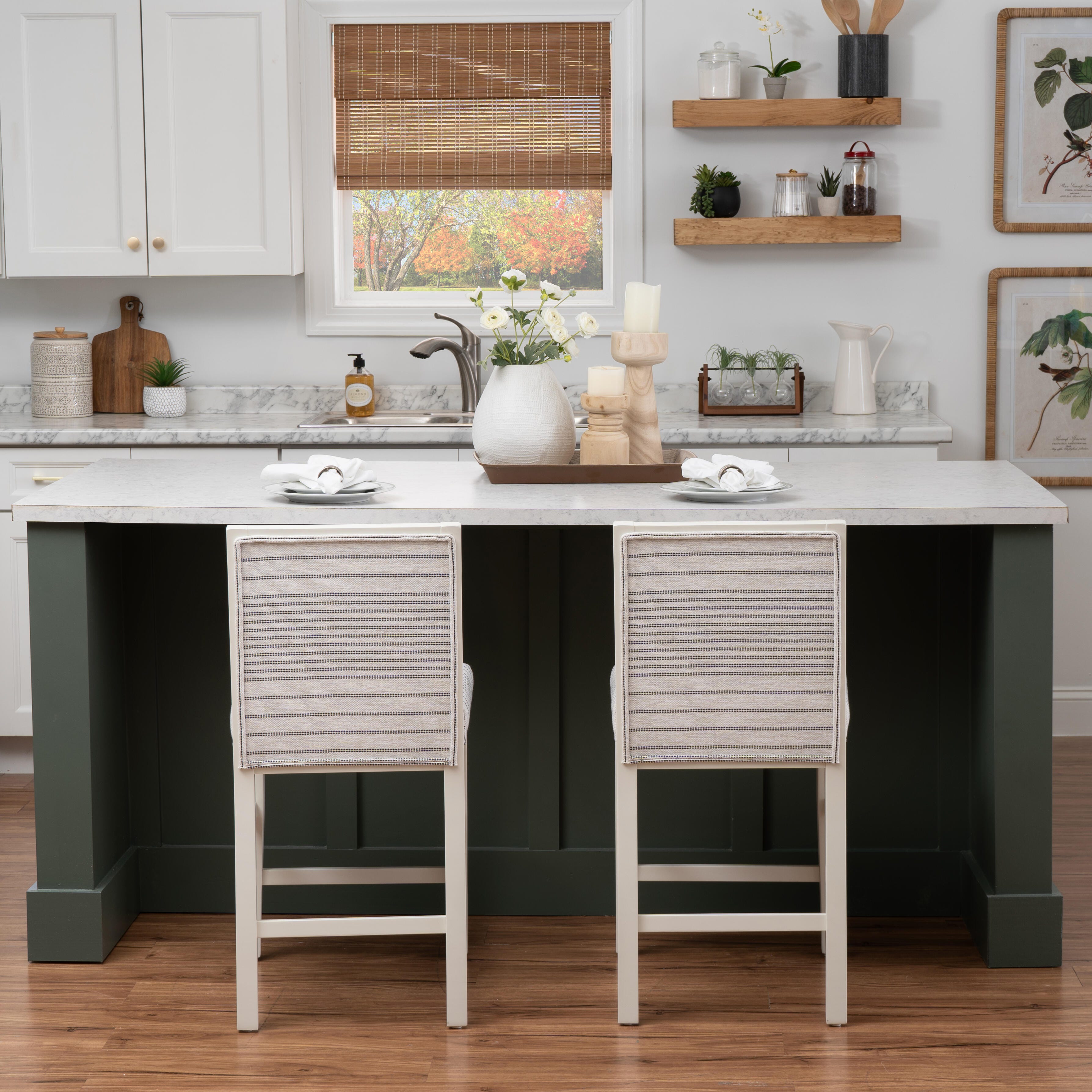 Linon Bobbi Counter Height Barstool (Set of 2), Gray, large