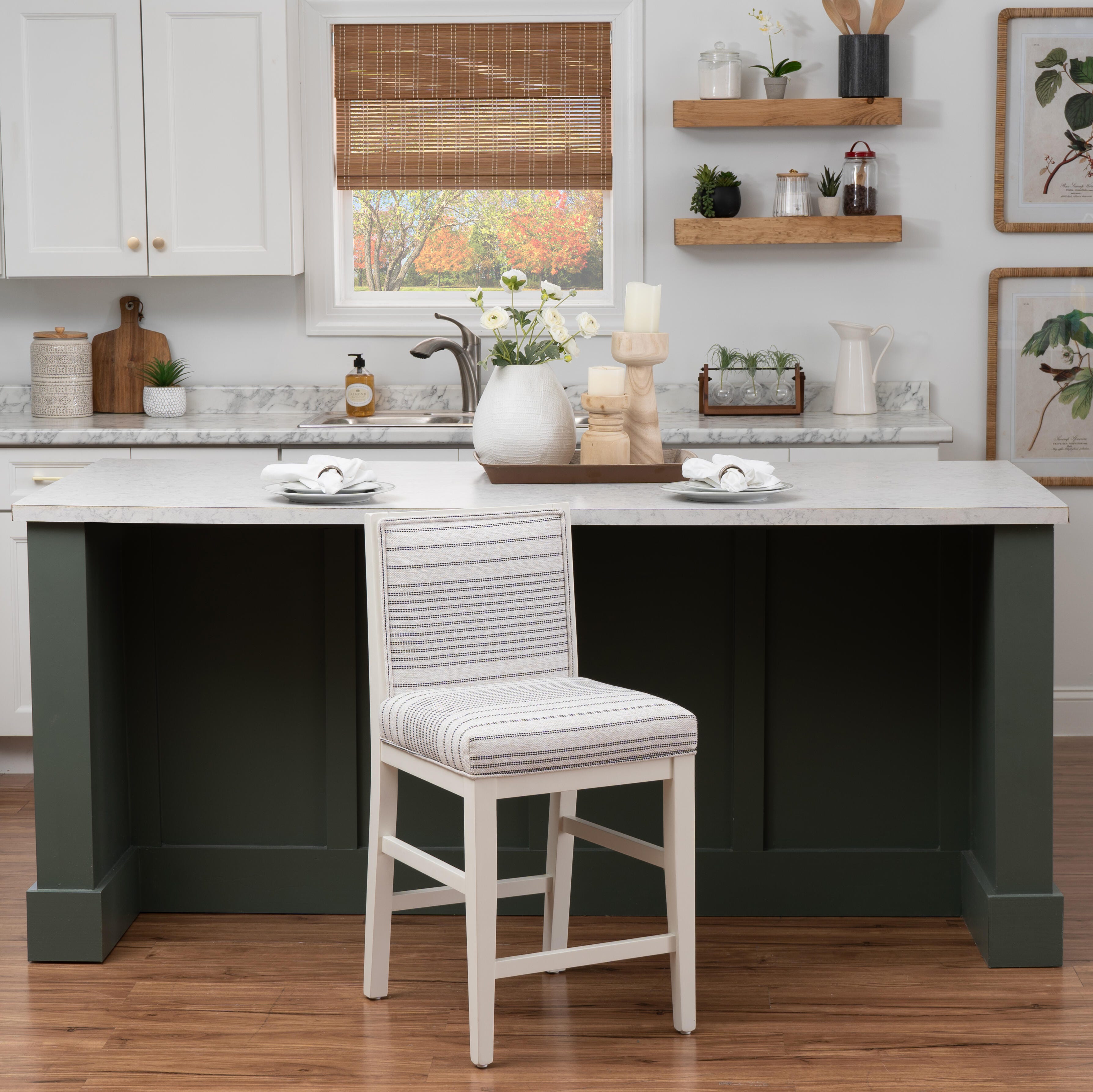Linon Bobbi Counter Height Barstool (Set of 2), Gray, large