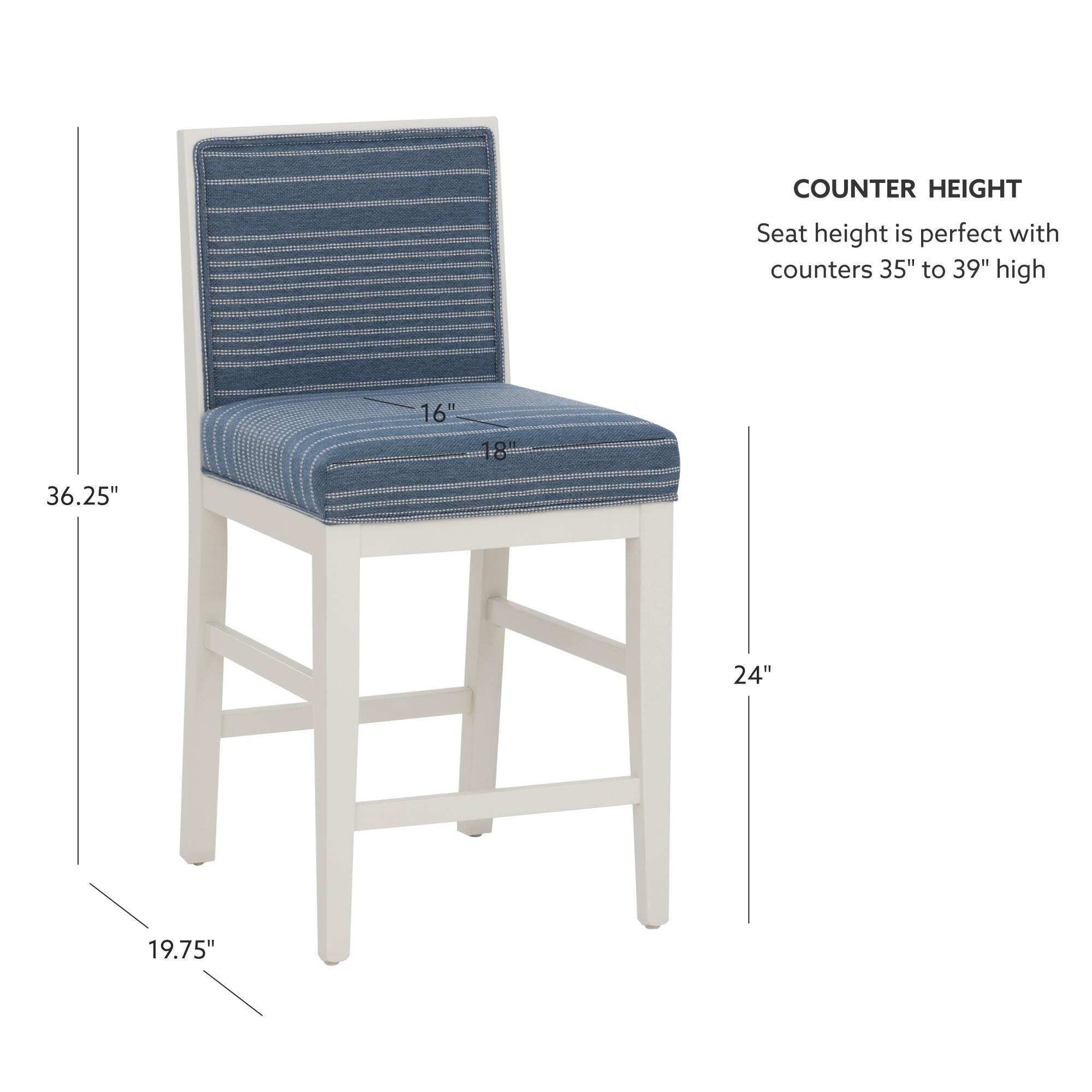 Linon Bobbi Counter Height Barstool (Set of 2), Blue, large