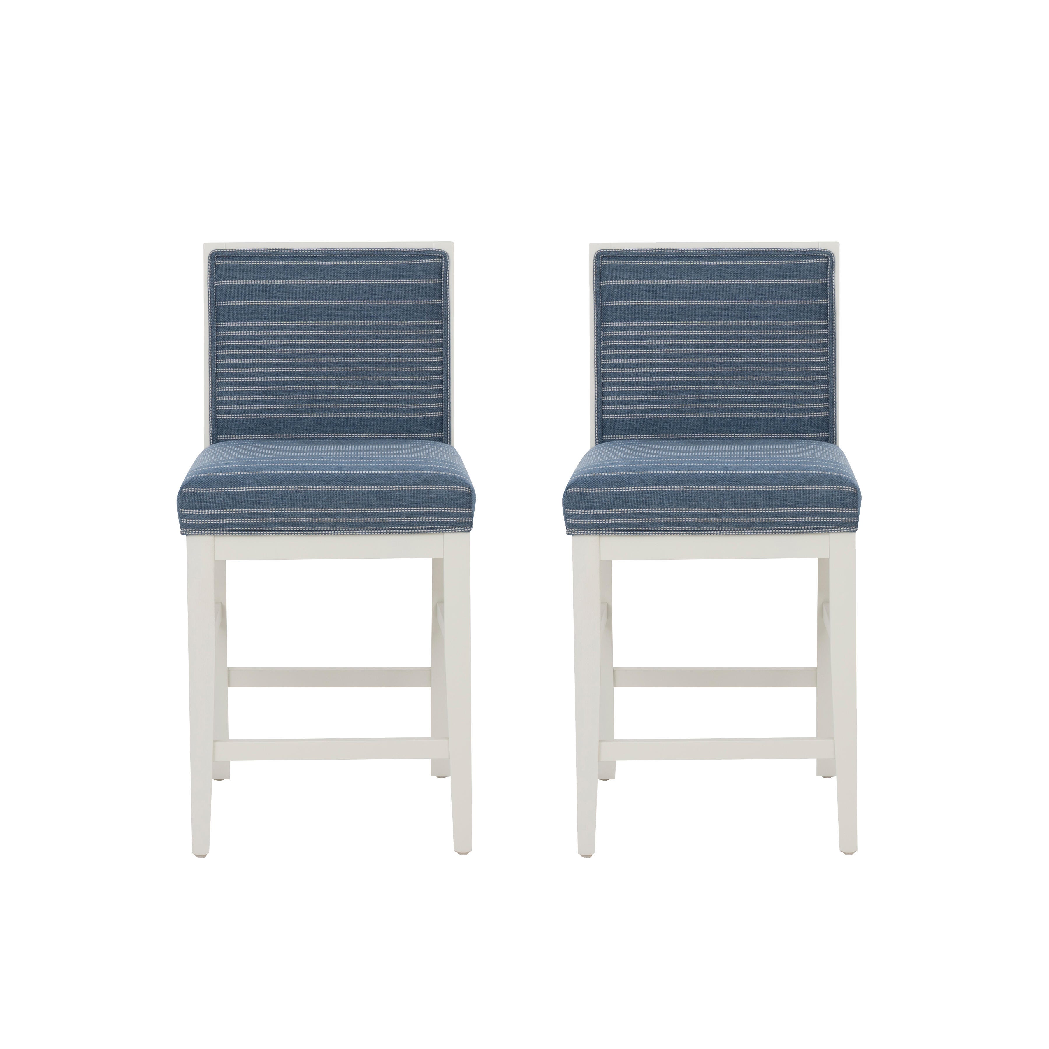 Linon Bobbi Counter Height Barstool (Set of 2), Blue, large