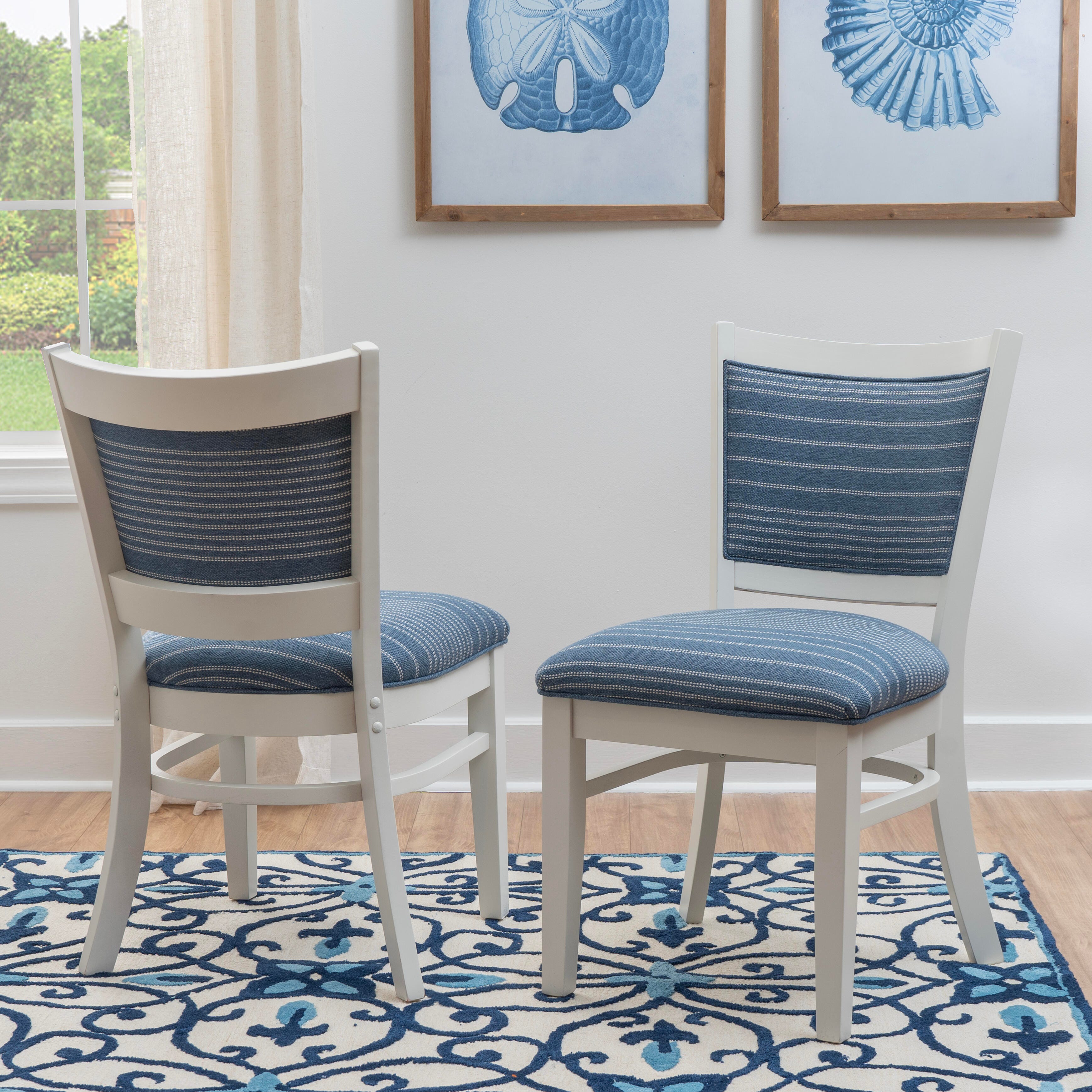 Linon Lanney Side Chair (Set of 2), Blue, large