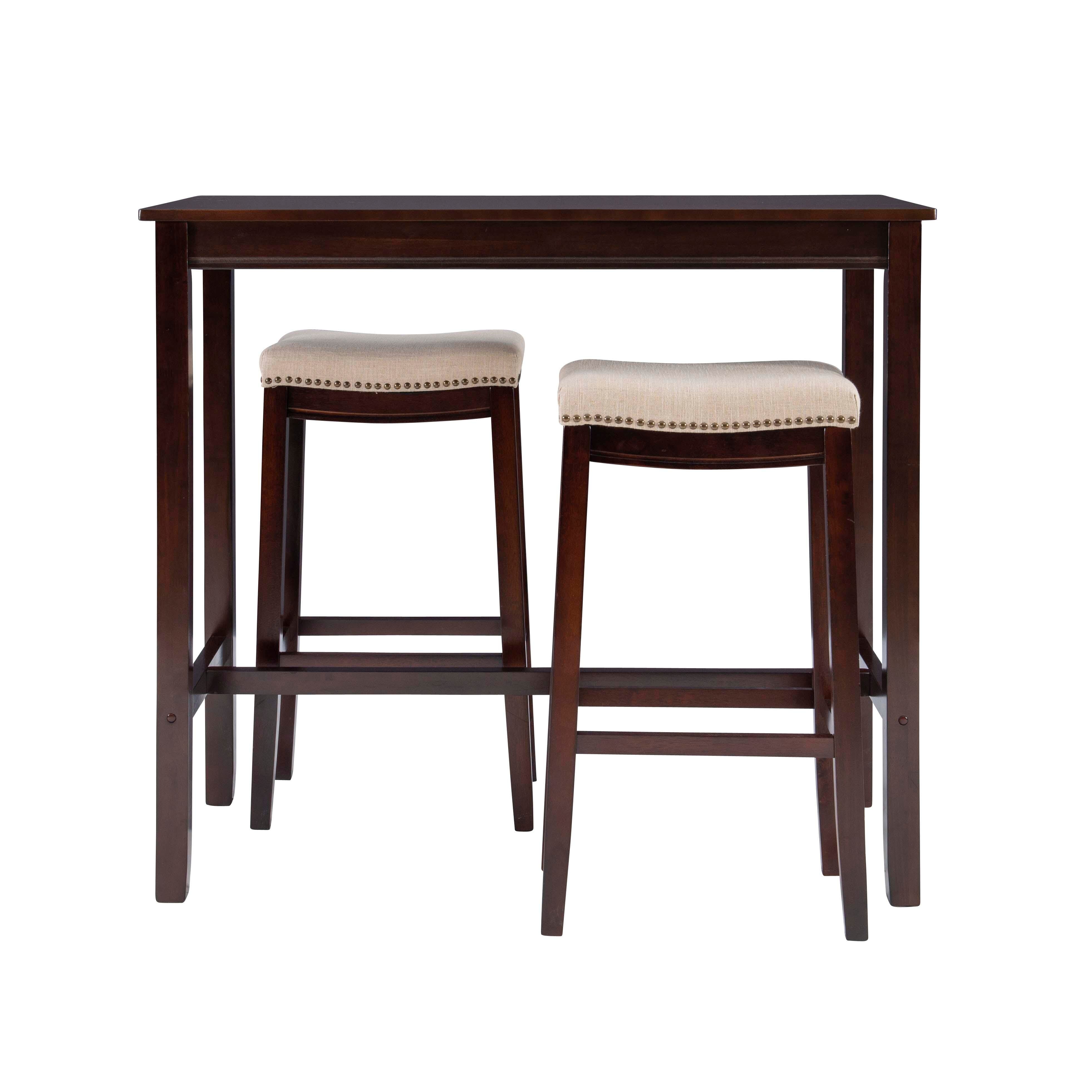 Linon Claridge Three Piece Bar Set, Tan/Brown, large