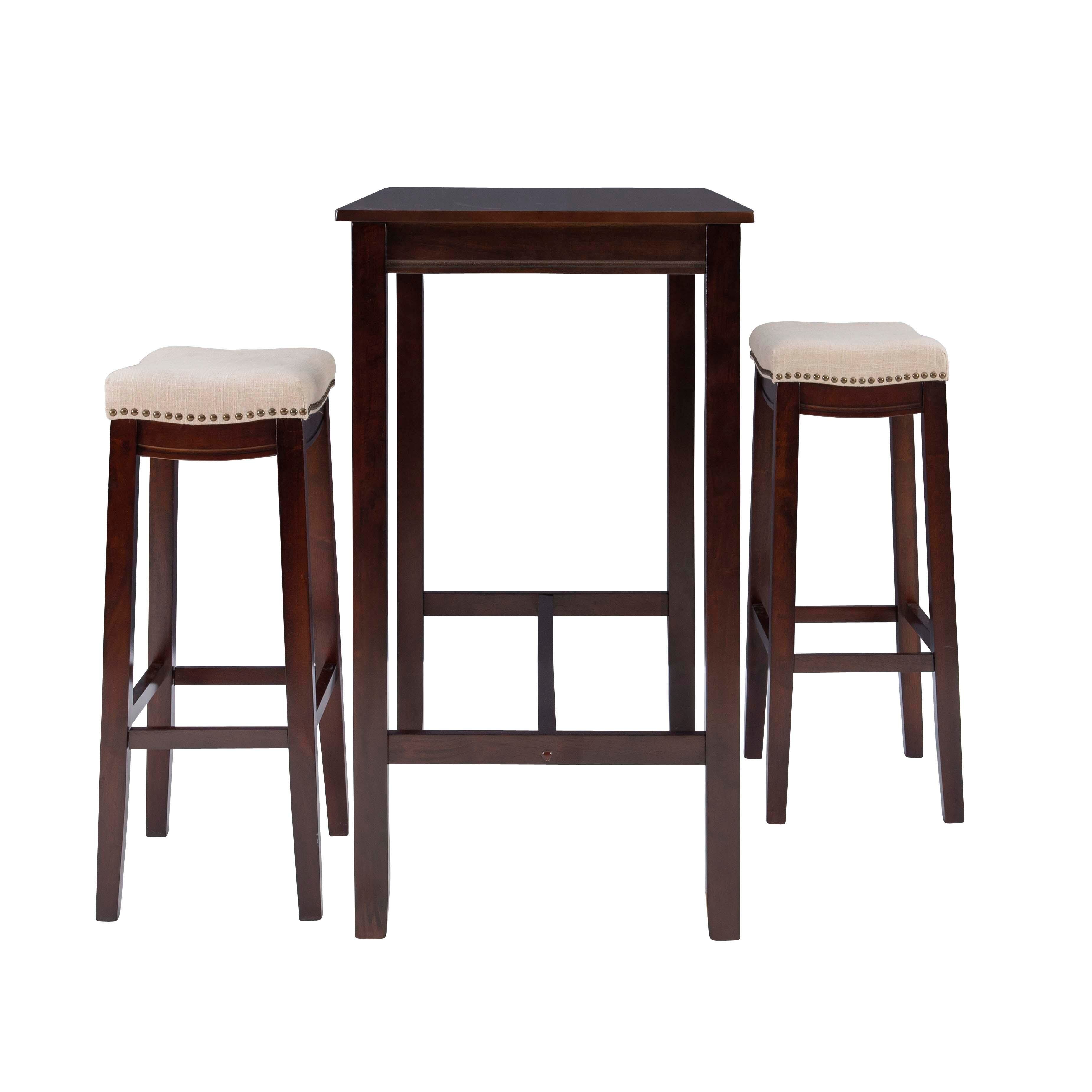 Linon Claridge Three Piece Bar Set, Tan/Brown, large