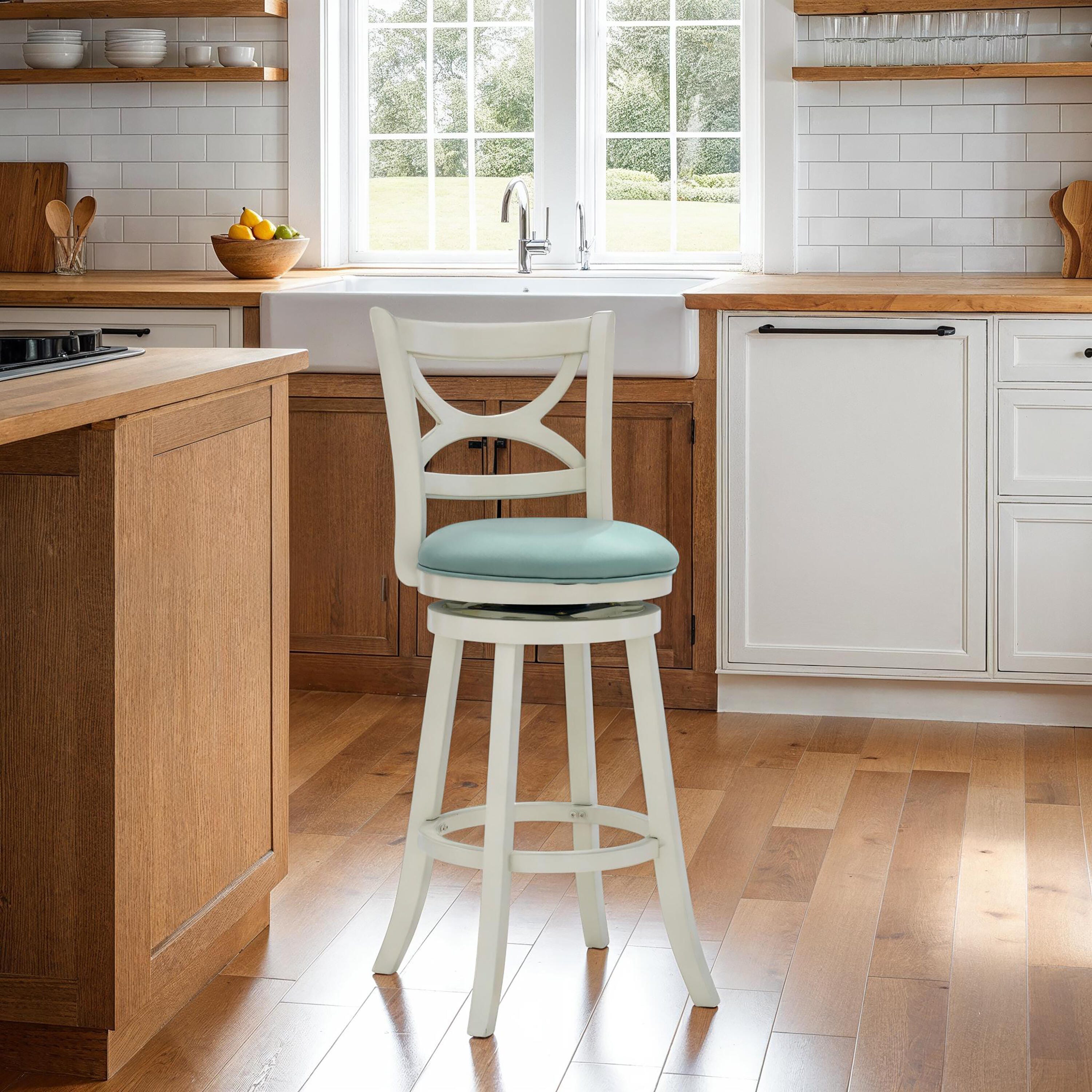 Linon Clinton Bar Height Barstool, Blue, large