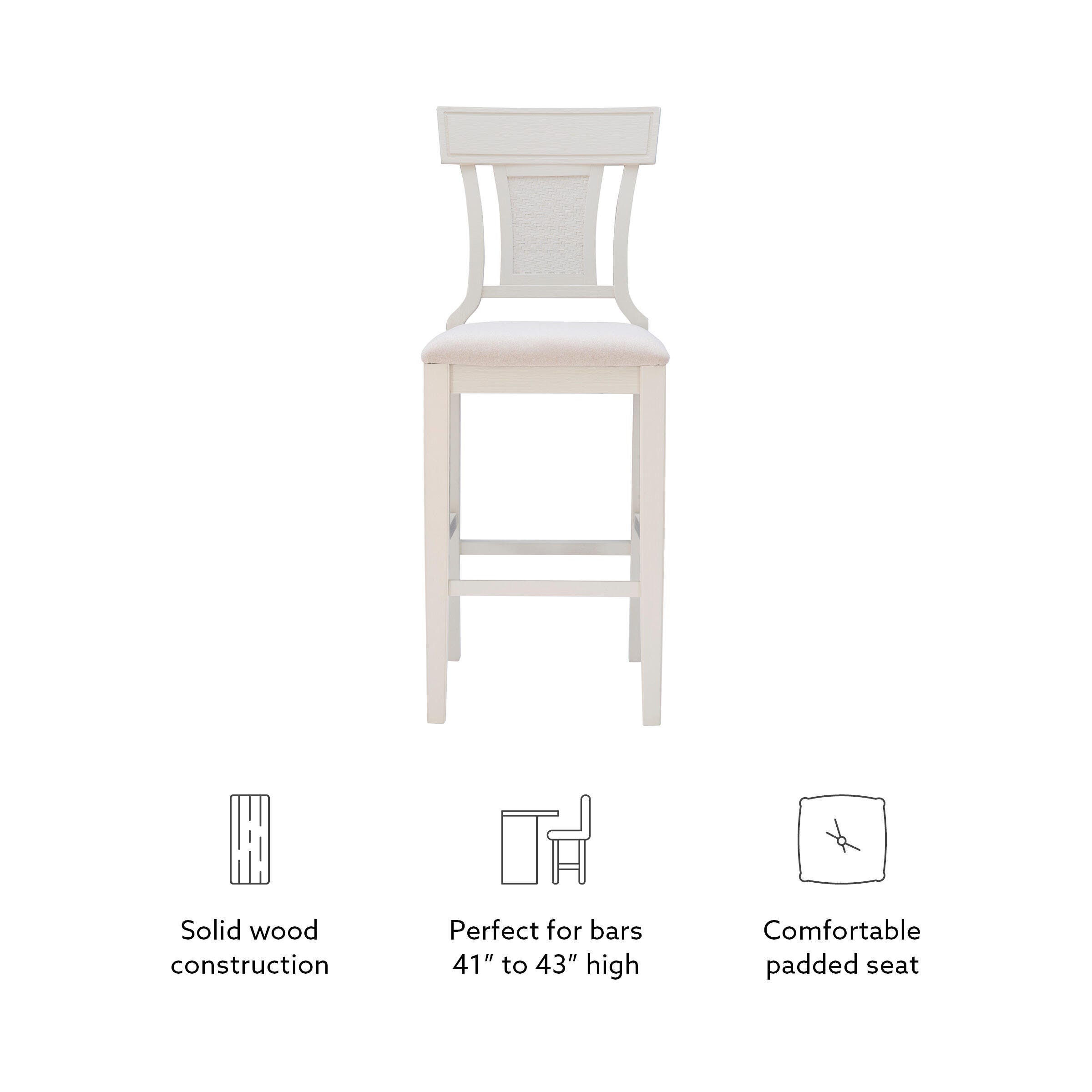 Linon Lina Bar Height Barstool, Beige, large