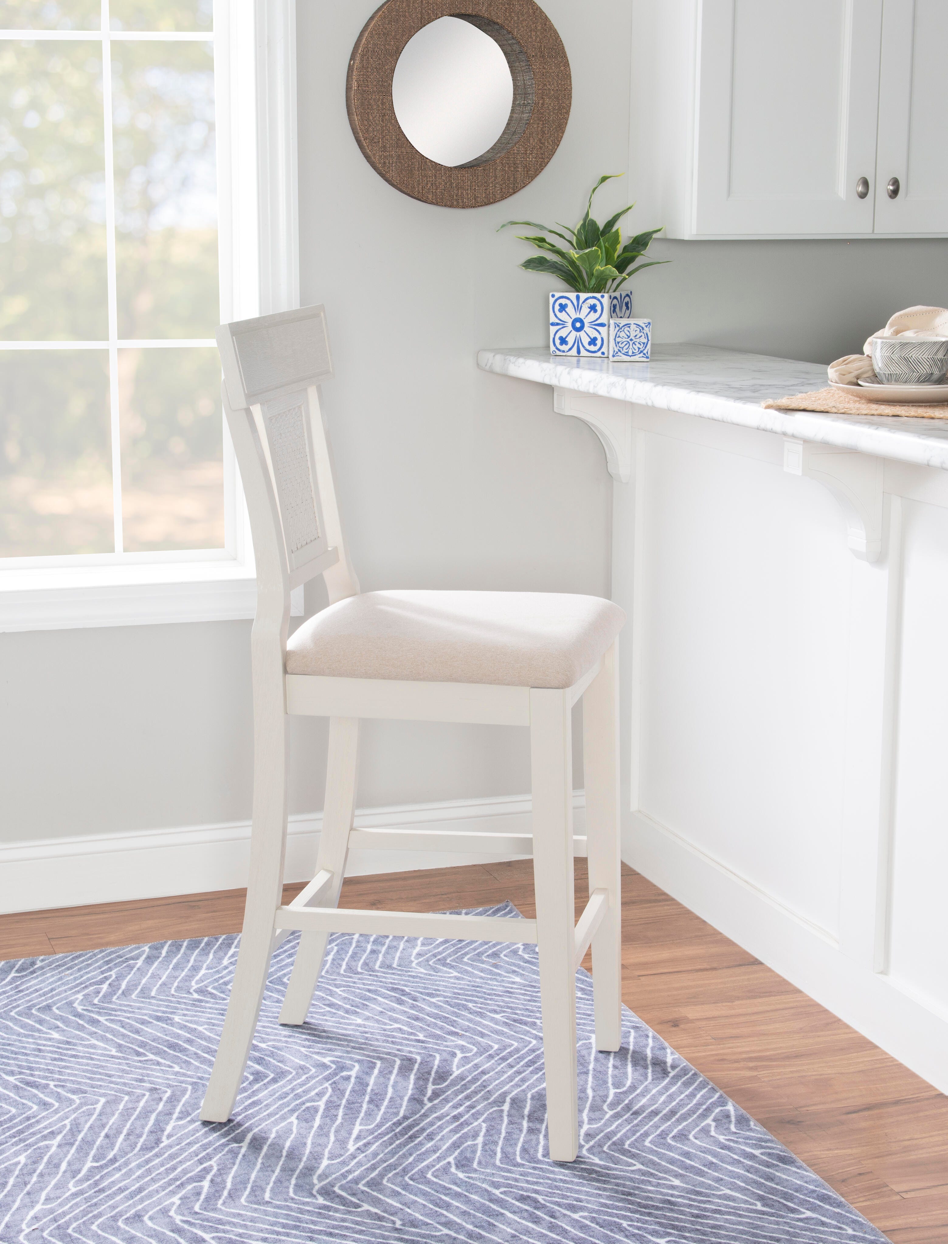 Linon Lina Bar Height Barstool, Beige, large