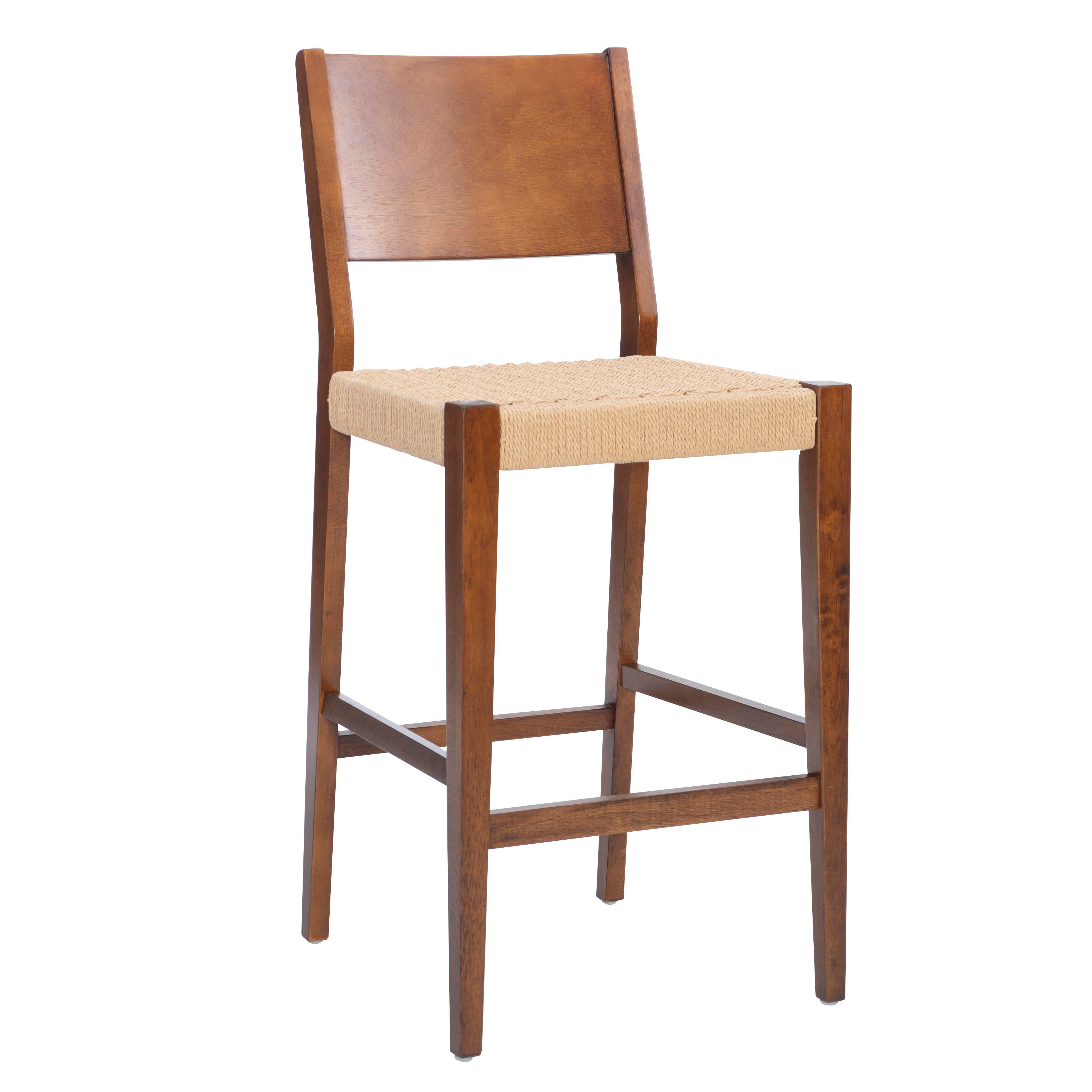 Linon Farren Bar Height Barstool (Set of 2), Brown, large