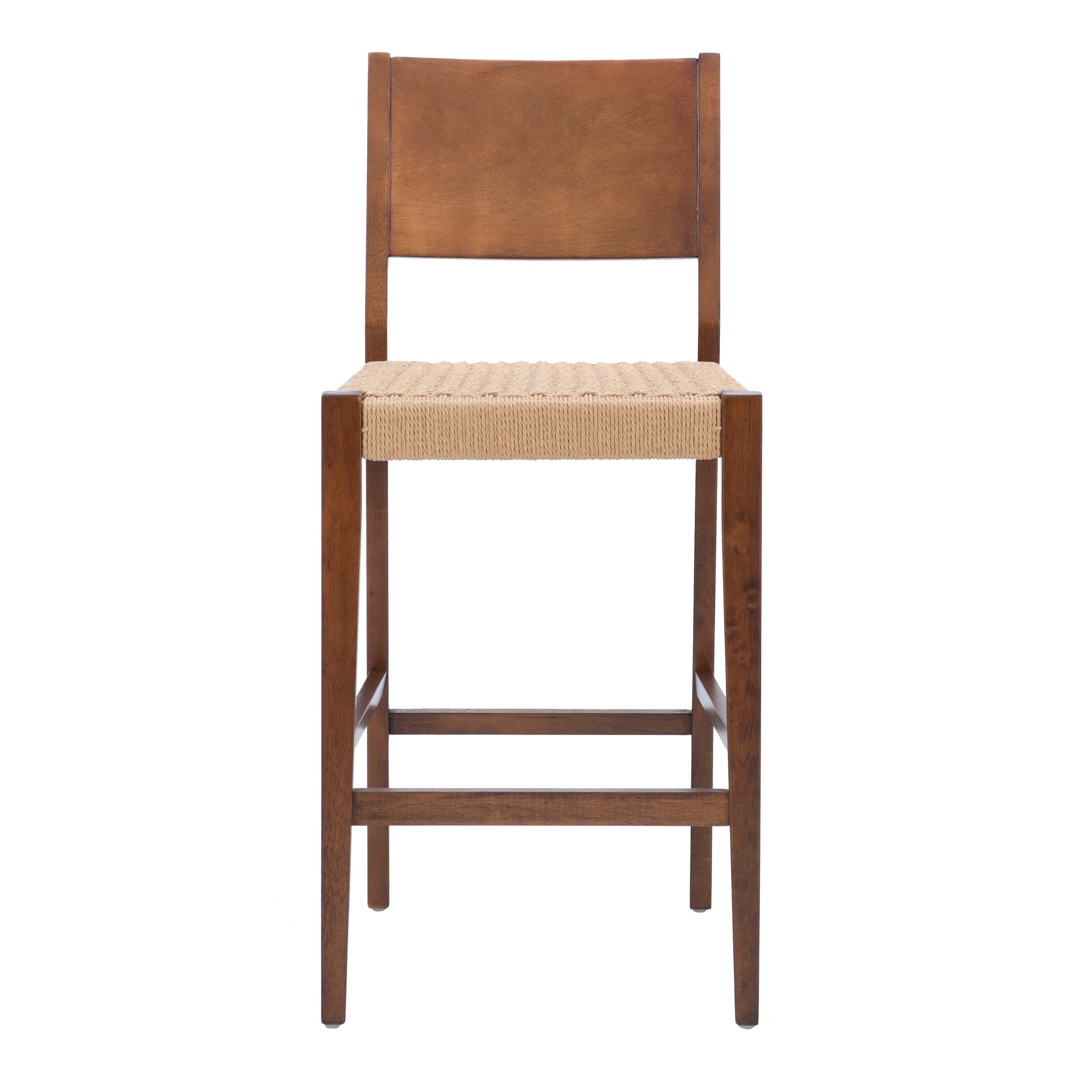 Linon Farren Bar Height Barstool (Set of 2), Brown, large