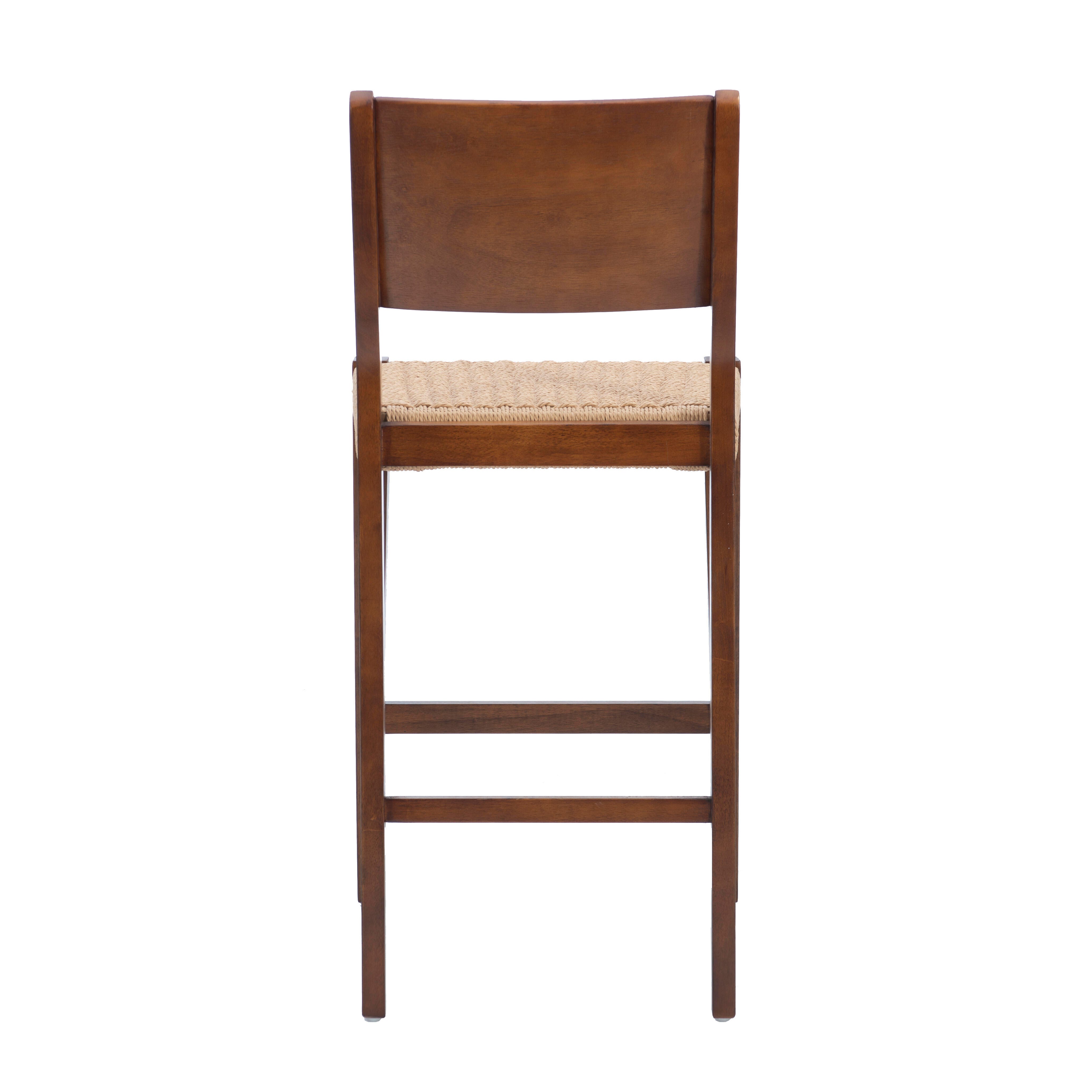 Linon Farren Bar Height Barstool (Set of 2), Brown, large