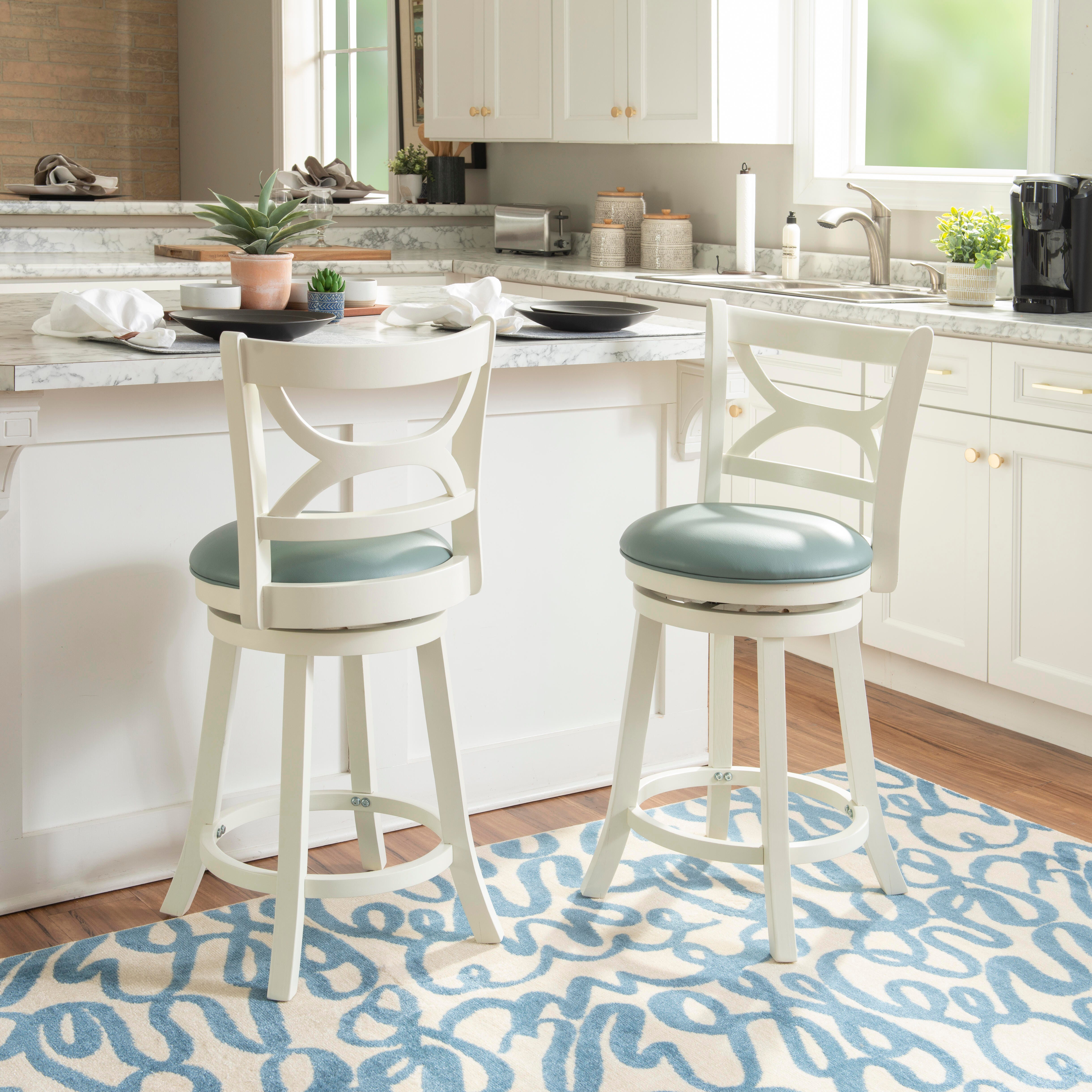 Linon Clinton Counter Height Bar Stool, Blue, large