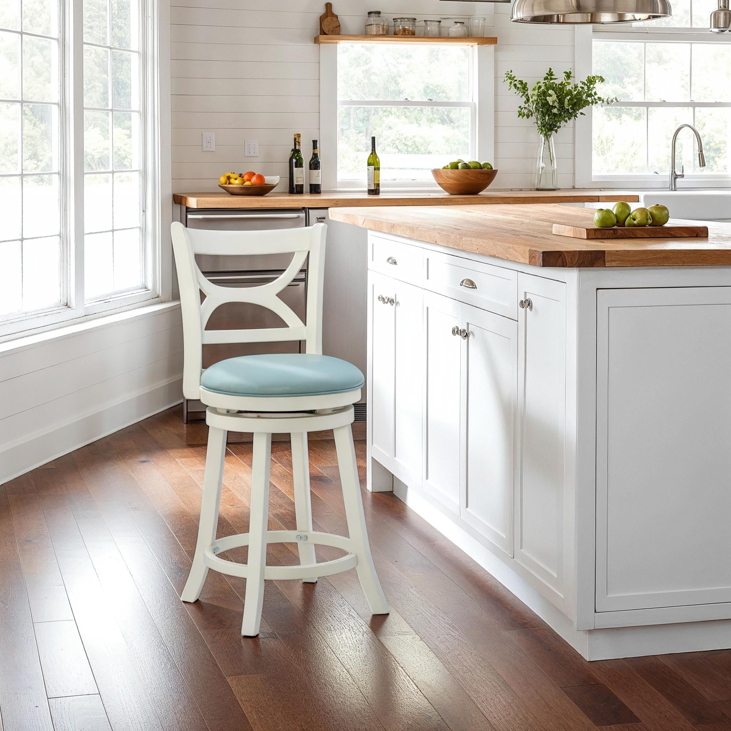 Linon Clinton Counter Height Bar Stool, Blue, large