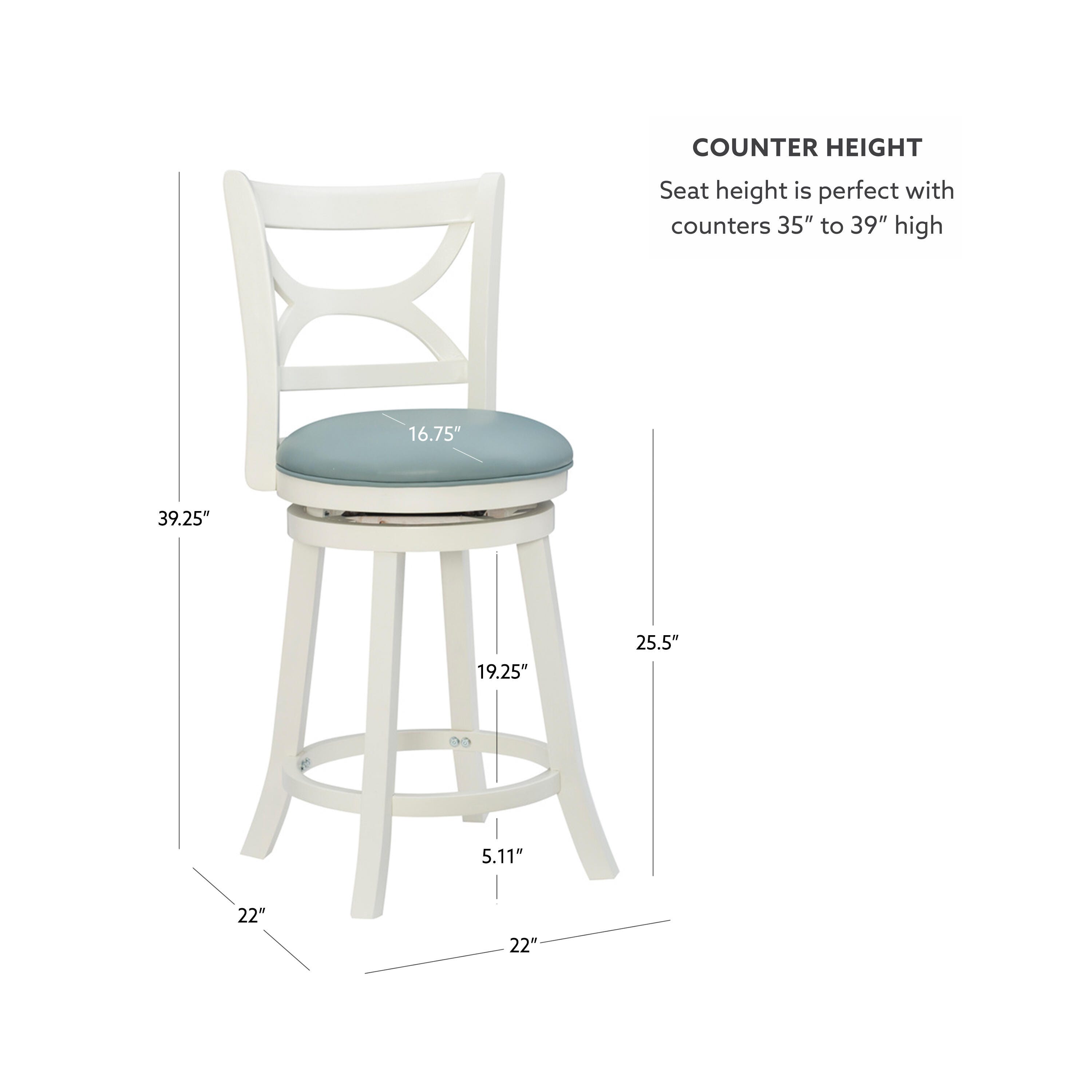 Linon Clinton Counter Height Bar Stool, Blue, large