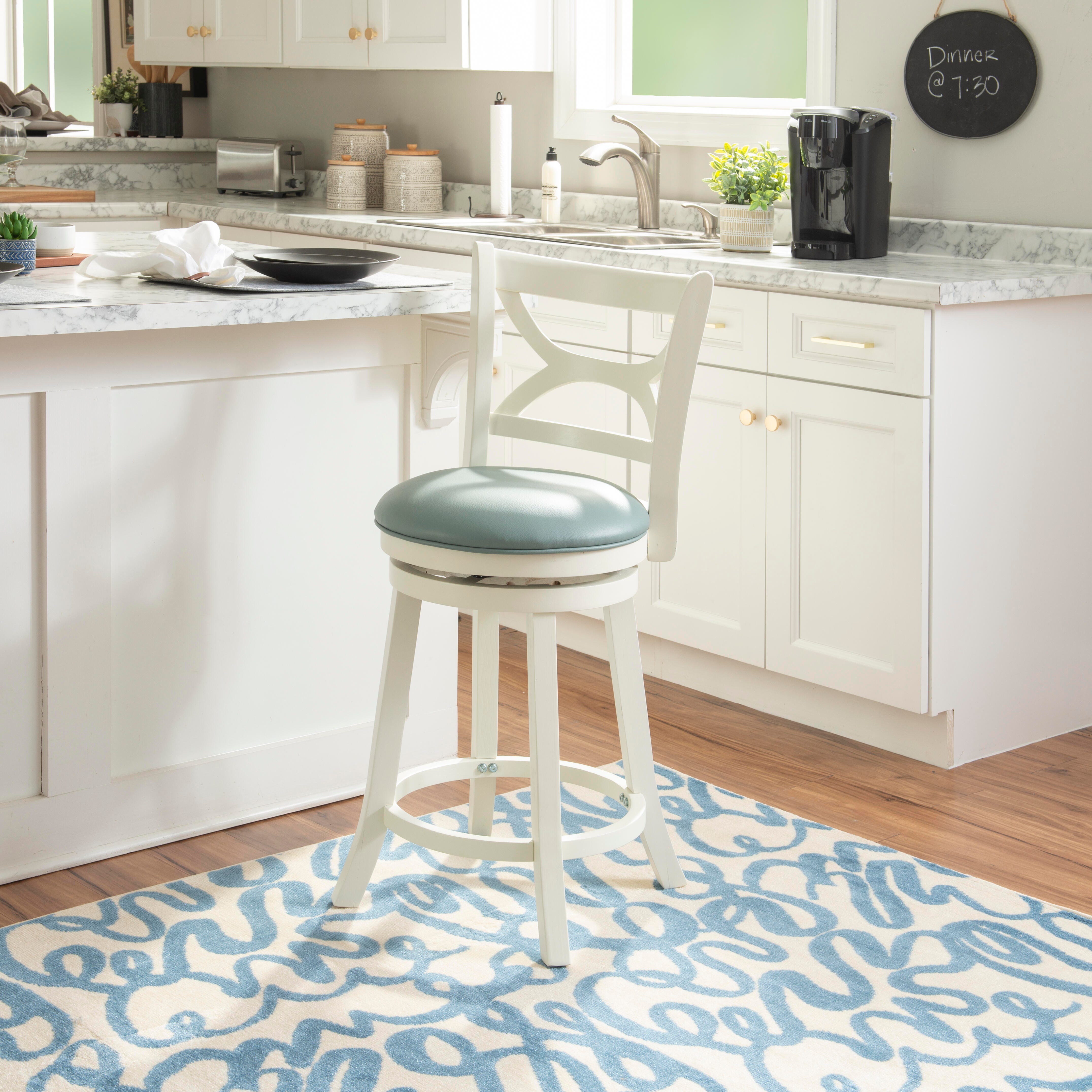Linon Clinton Counter Height Bar Stool, Blue, large