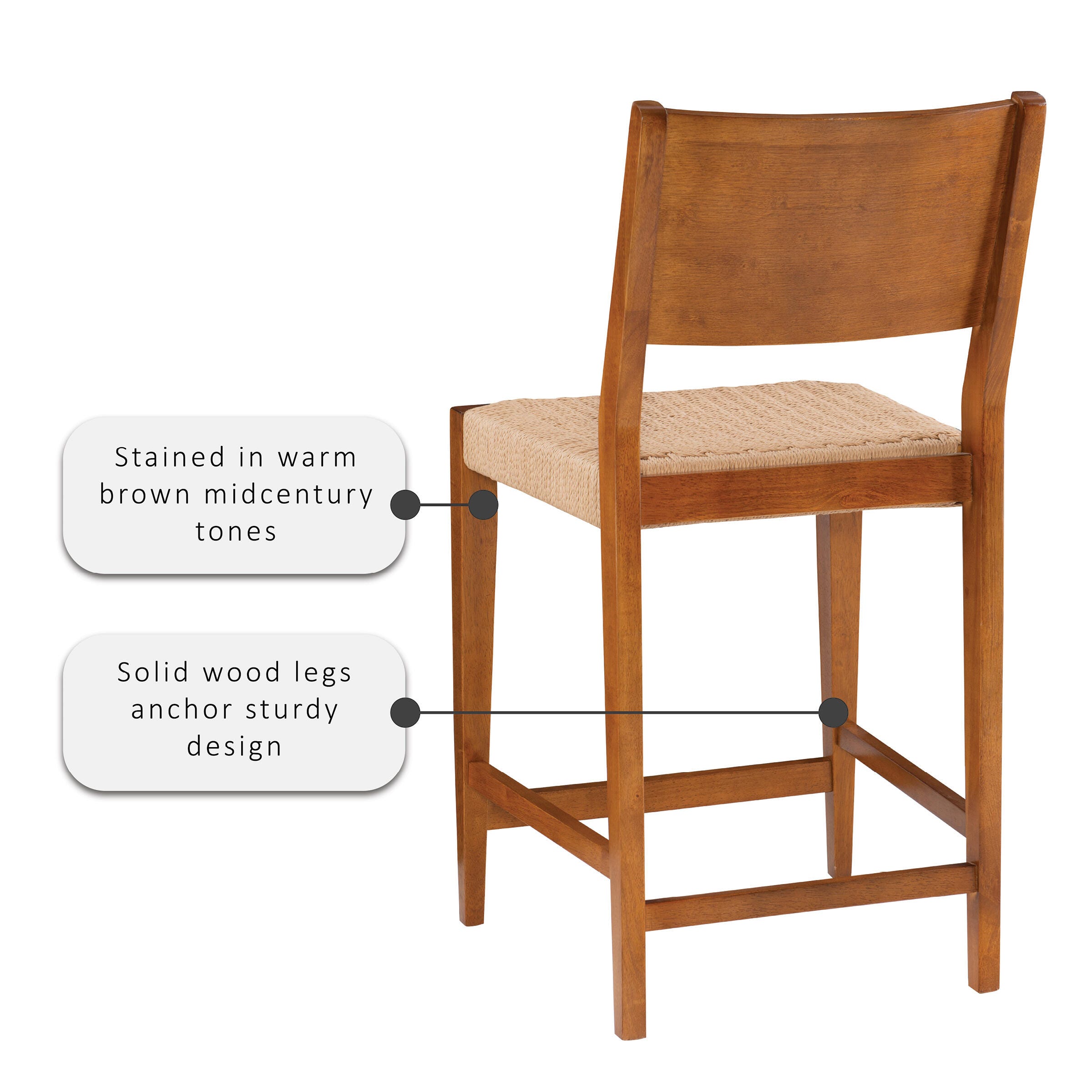 Linon Clinton Counter Height Bar Stool (Set of 2), Brown, large