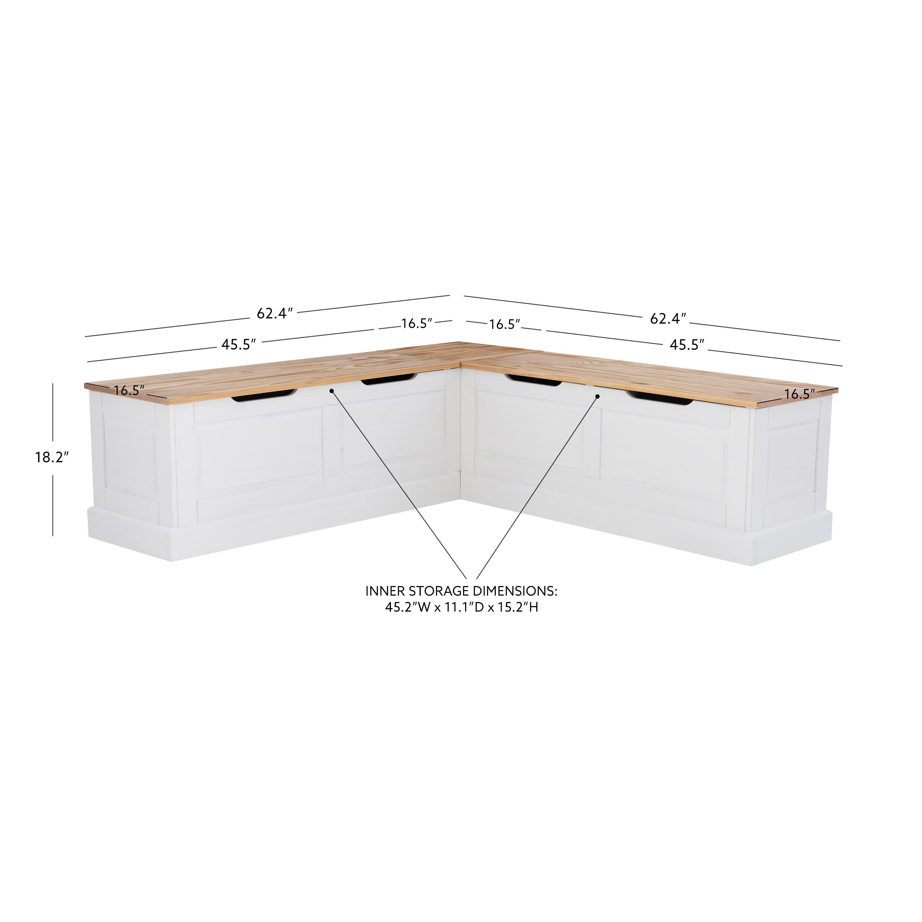 Linon Landin 62" Backless Breakfast Nook, , large