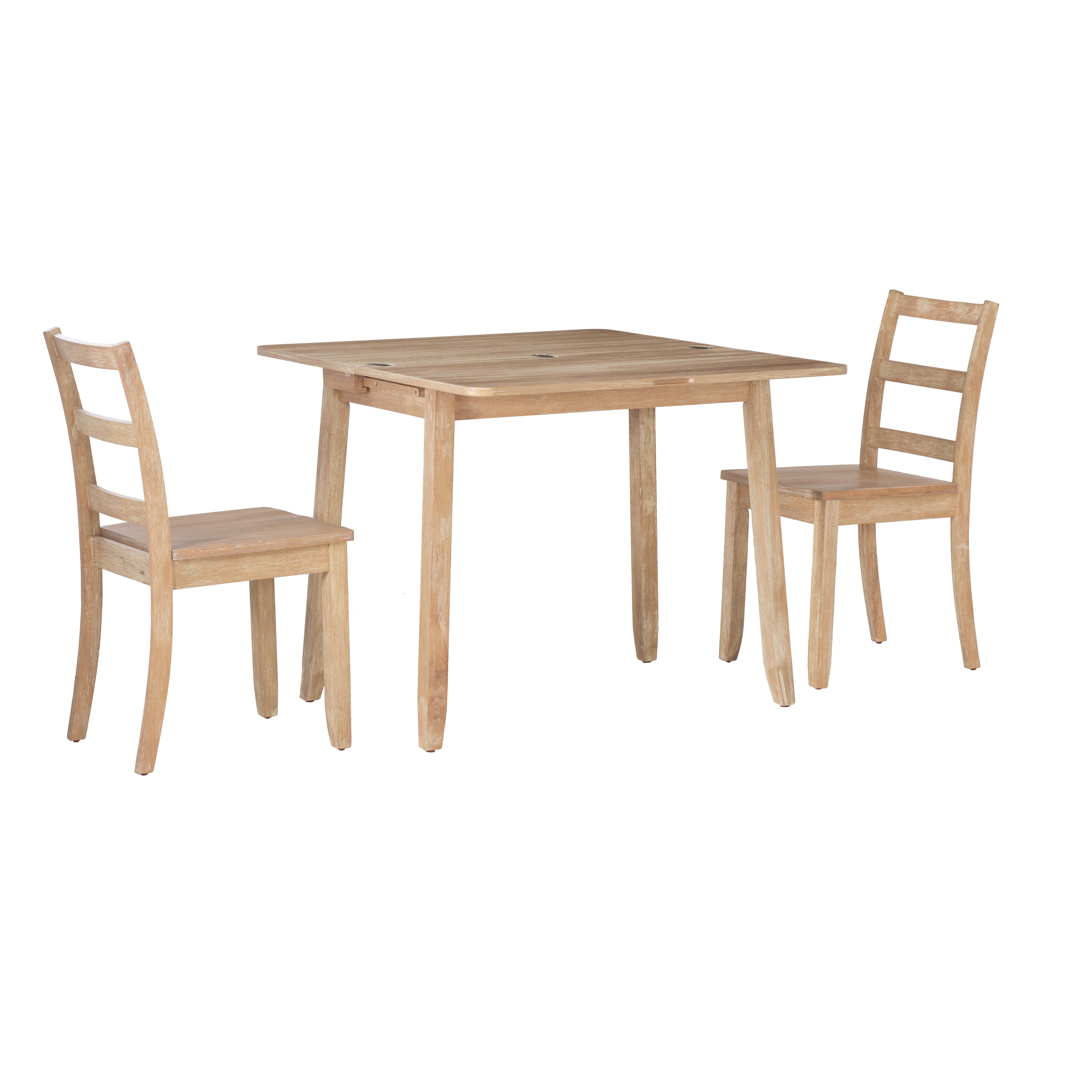 Linon Brendan Dining Table and 2 Chairs, Natural/Brown, large