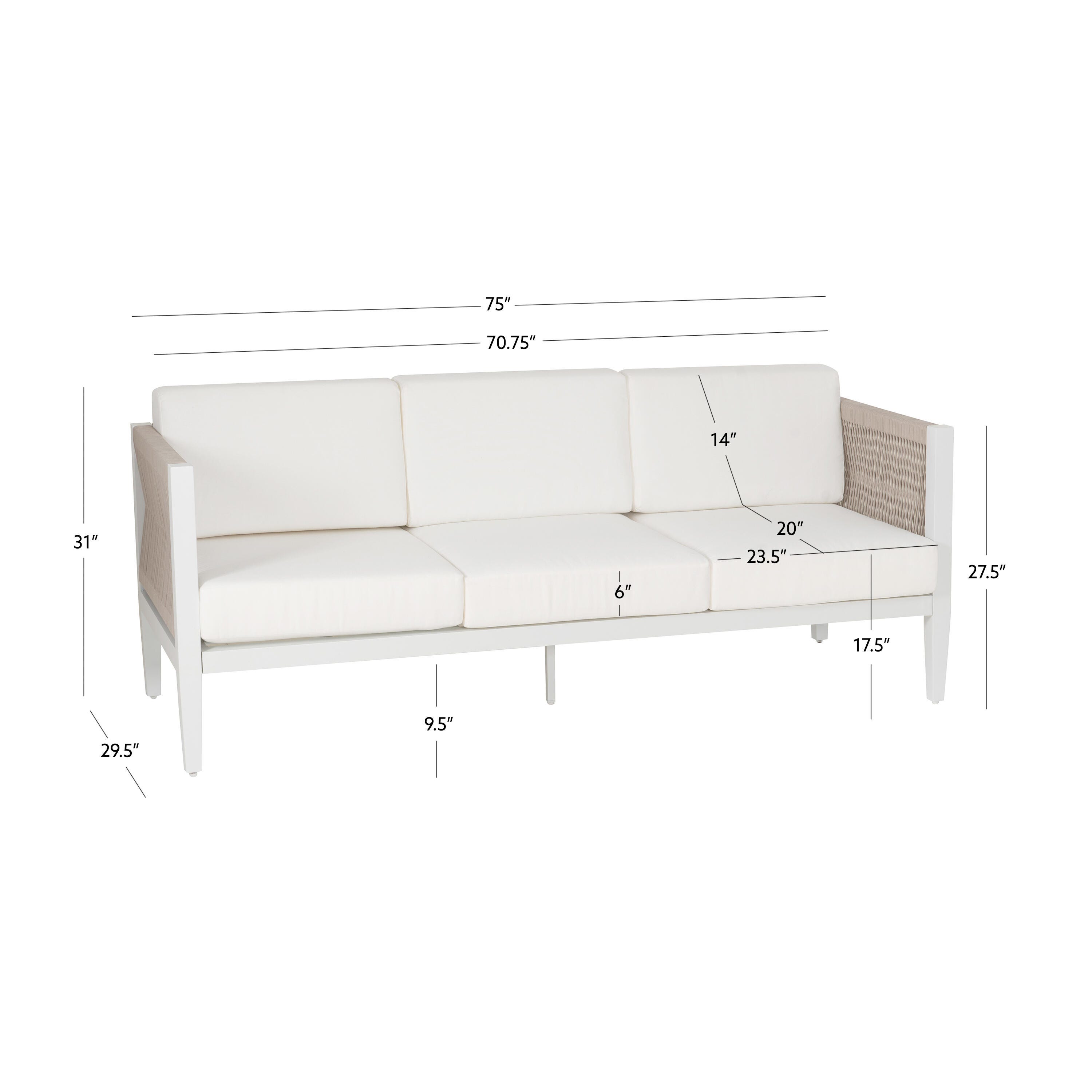 Linon Carter Outdoor Sofa, , large