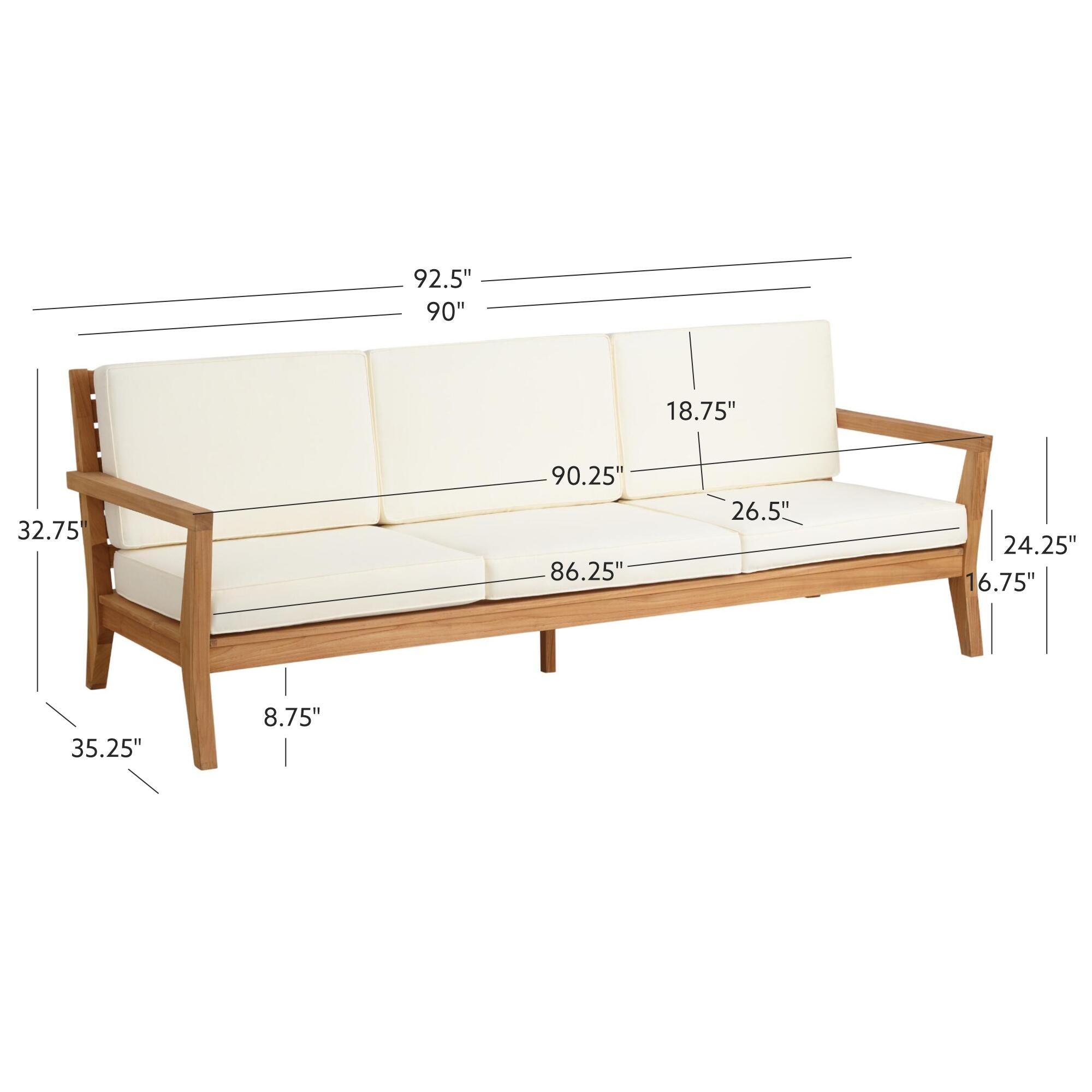Linon Cary Solid Outdoor Sofa, , large