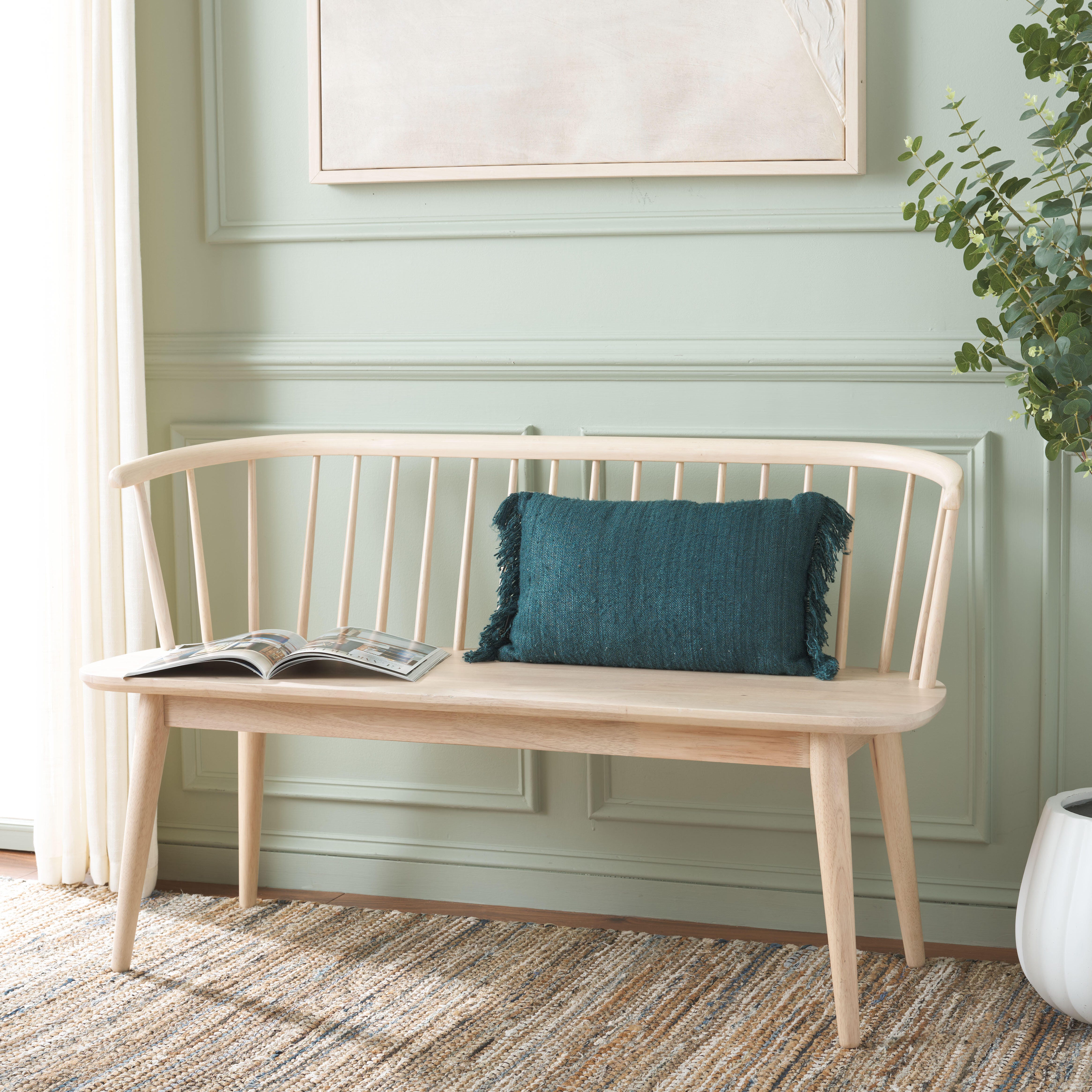 Safavieh Blanchard 19" Dining Bench, White Washed, large
