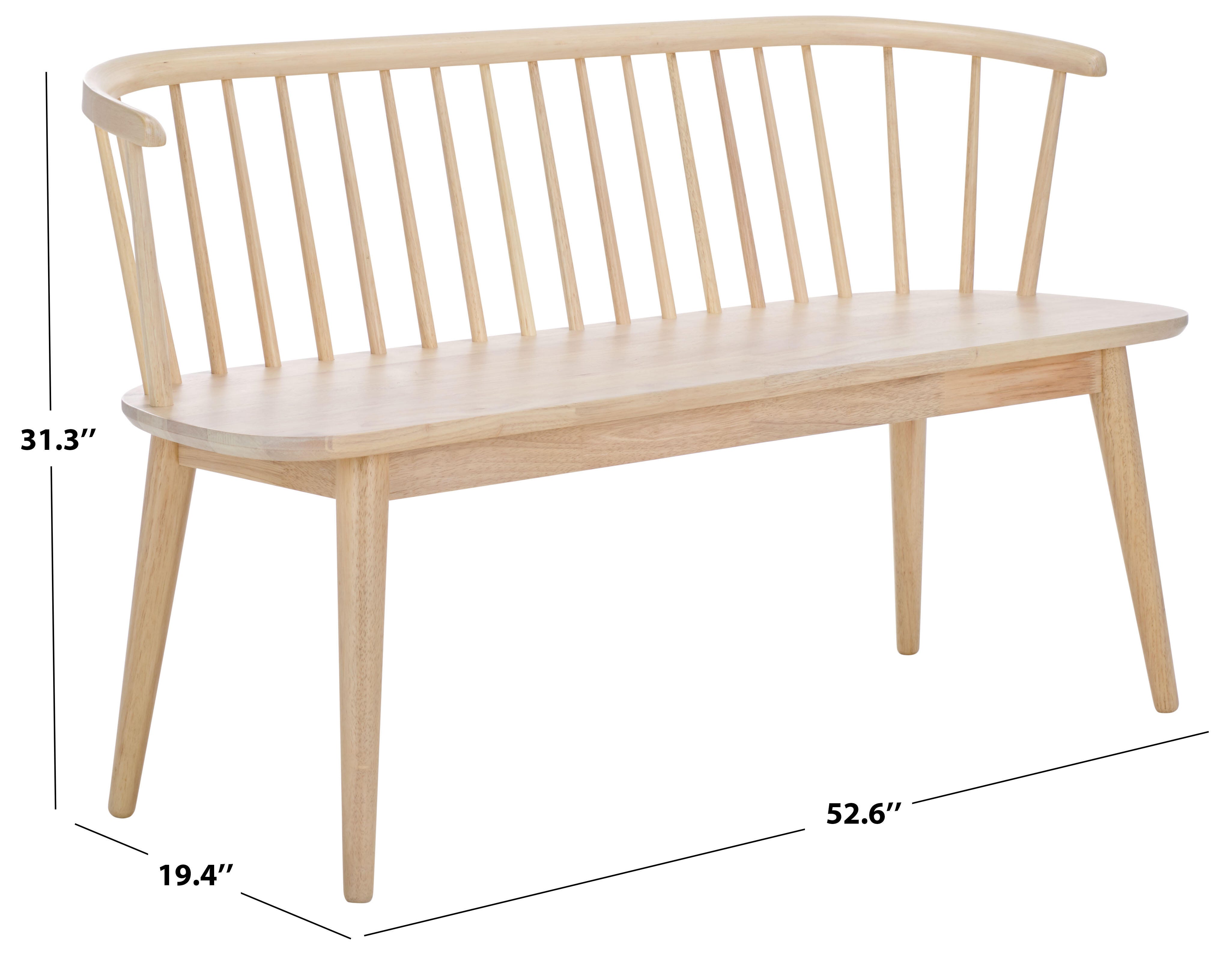 Safavieh Blanchard 19" Dining Bench, White Washed, large