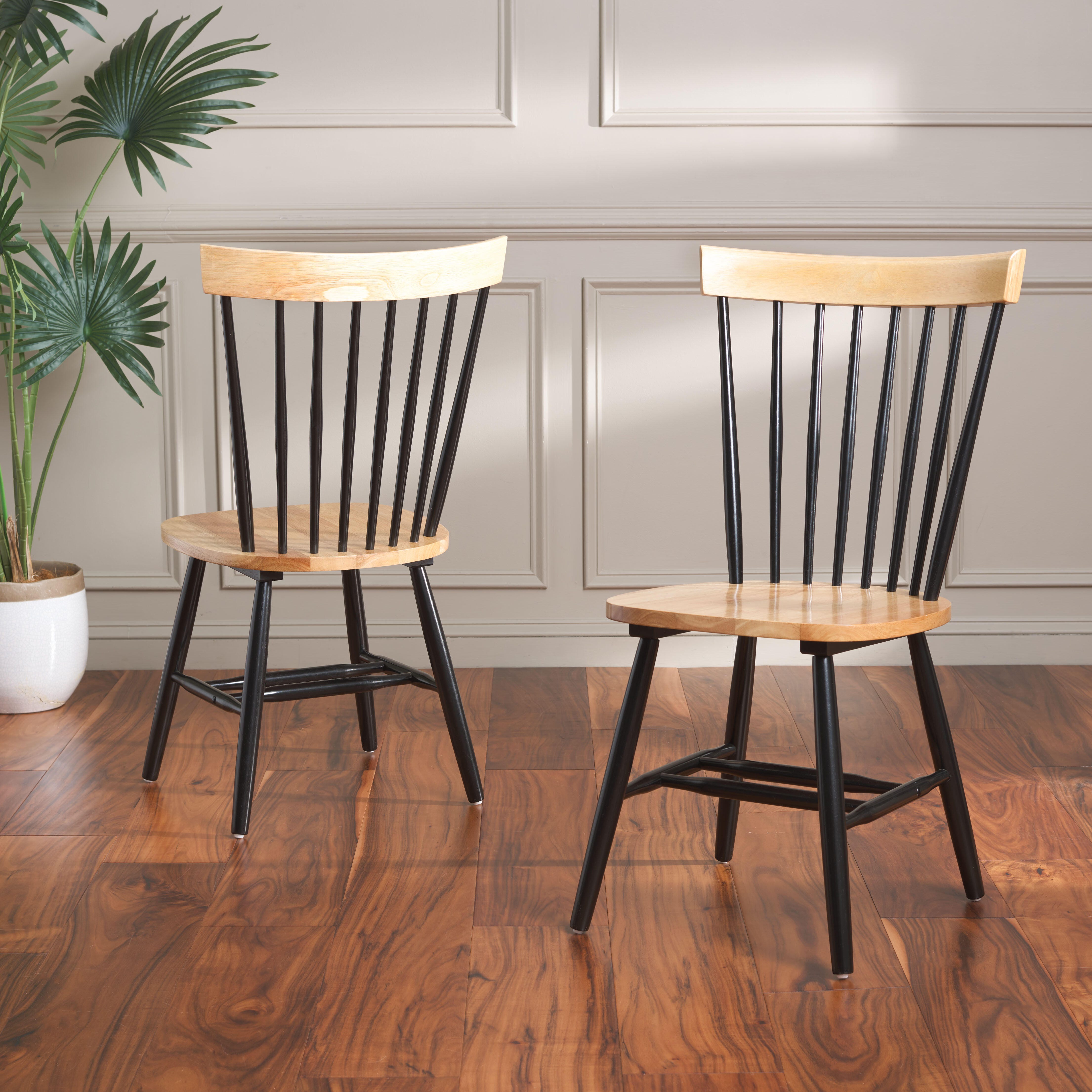 Safavieh Parker Dining Chair (Set of 2), Natural/Black, large