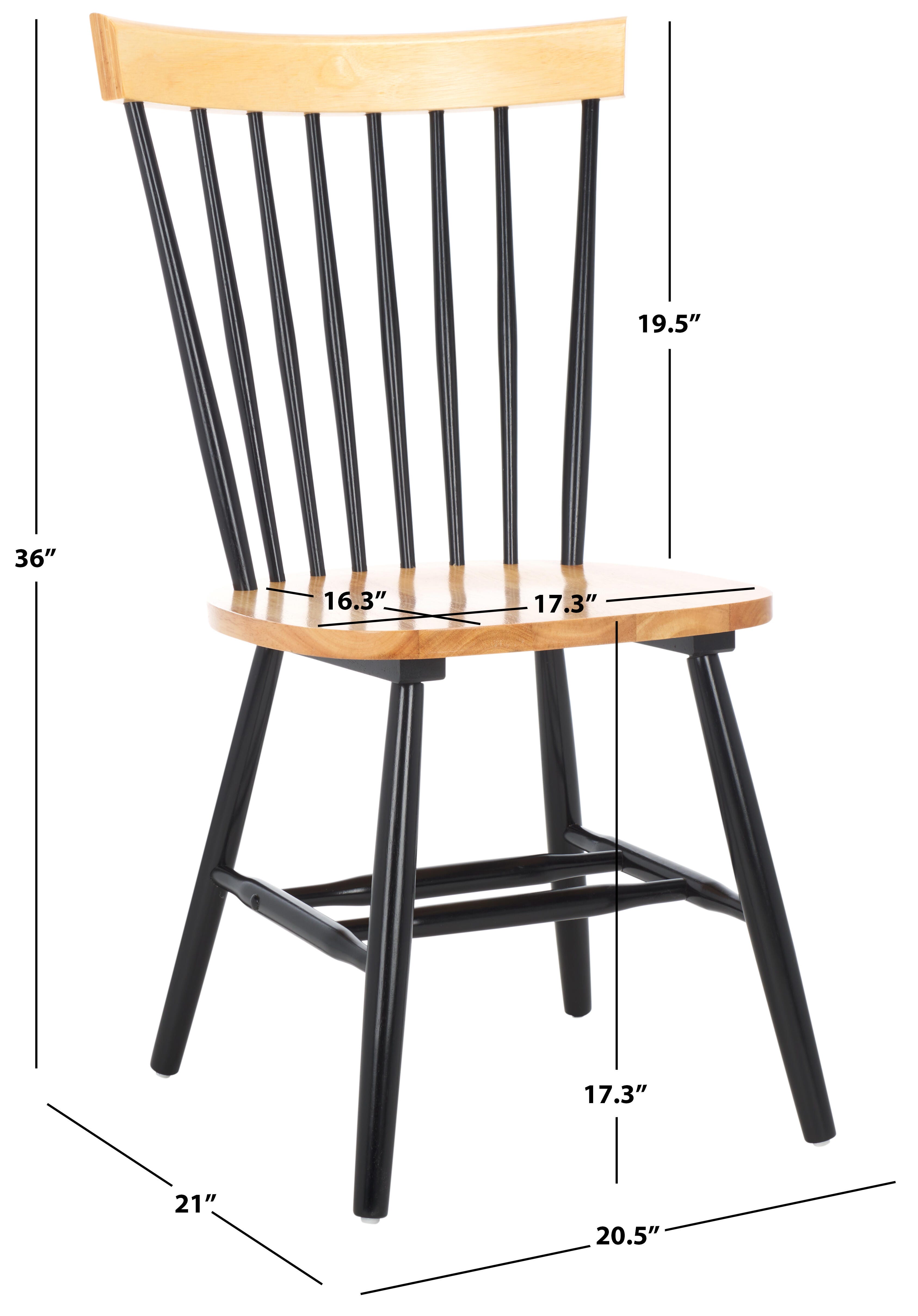 Safavieh Parker Dining Chair (Set of 2), Natural/Black, large