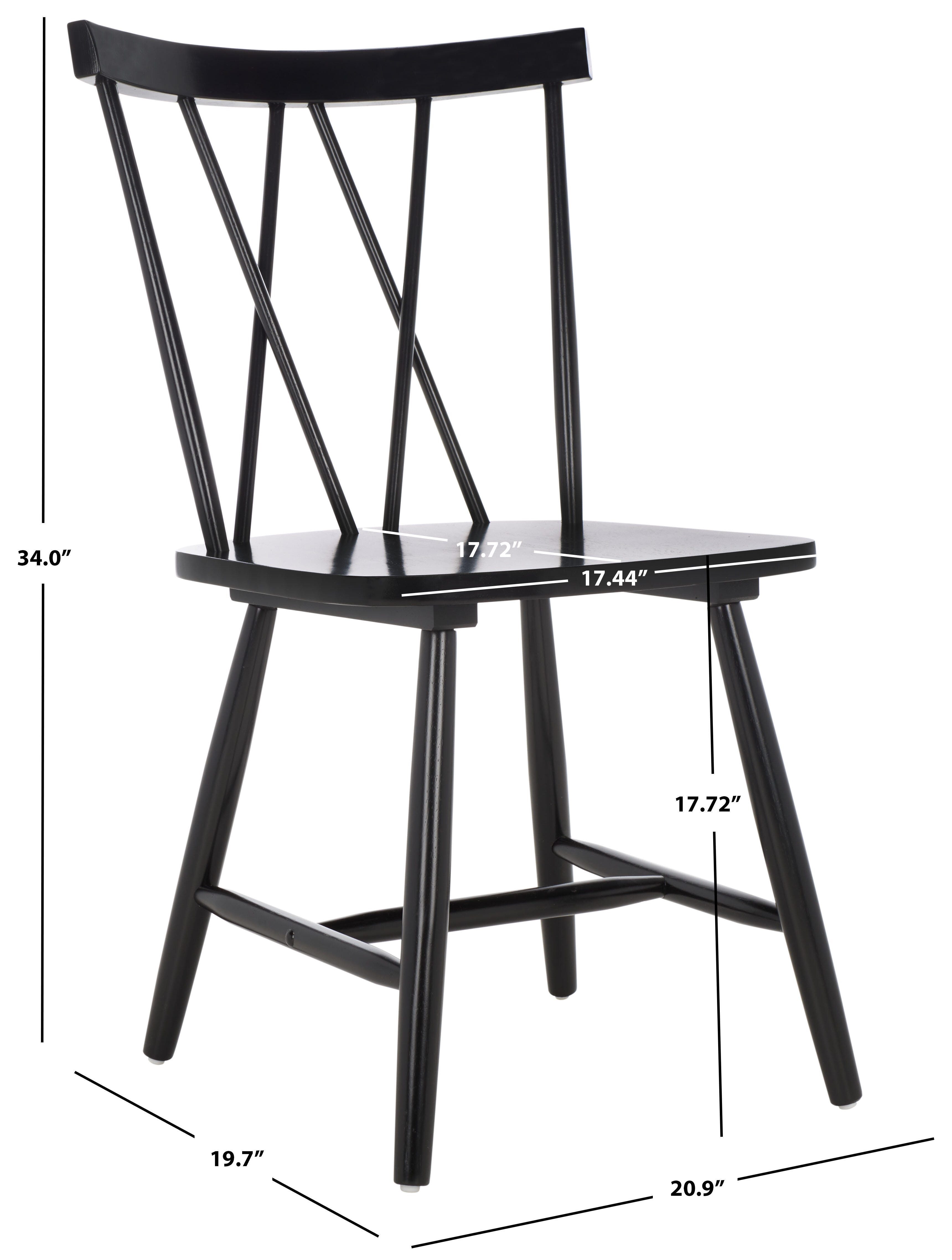 Safavieh Tayten Dining Chair (Set of 2), Black, large