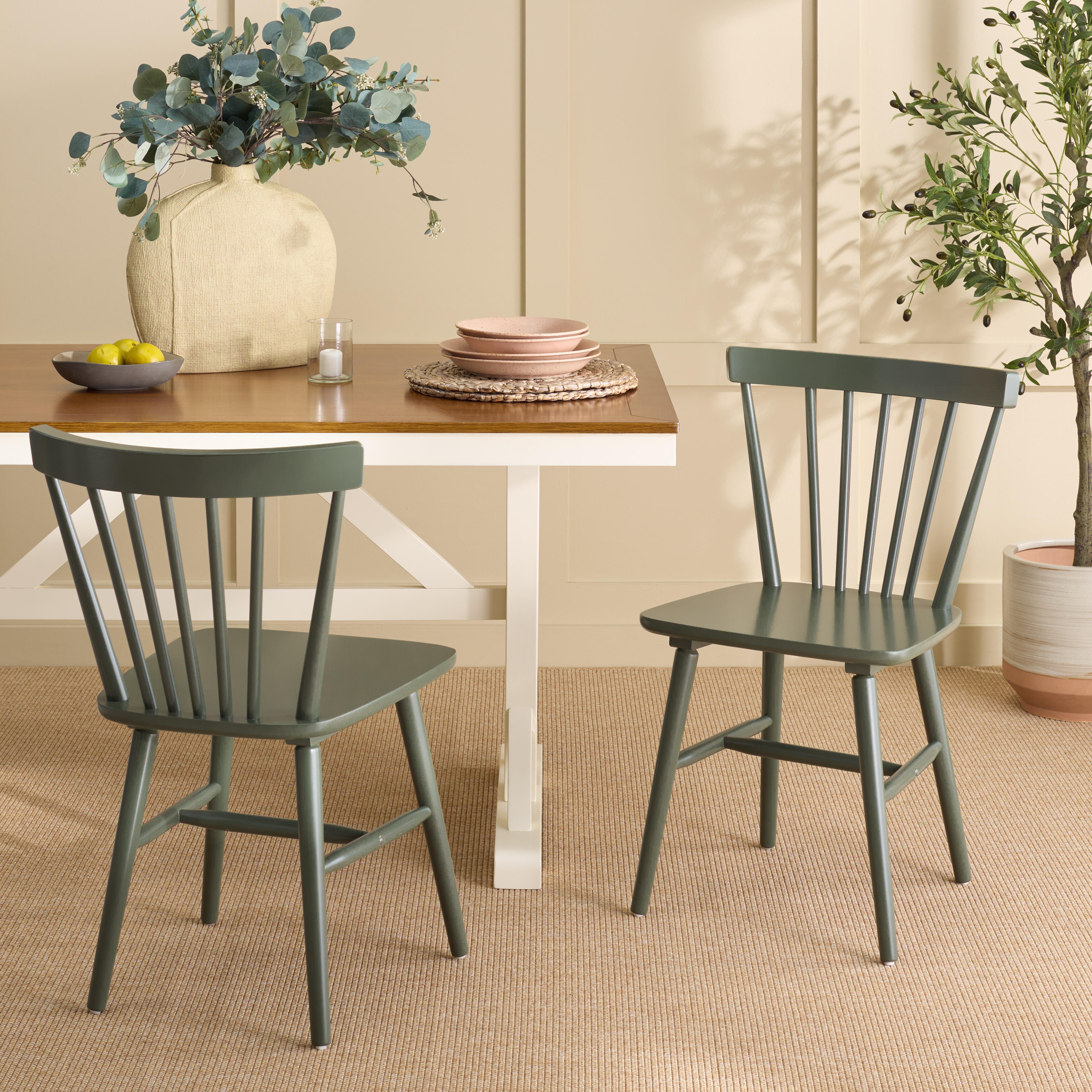 Safavieh Winona Dining Chair (Set of 2), Dusty Green, large
