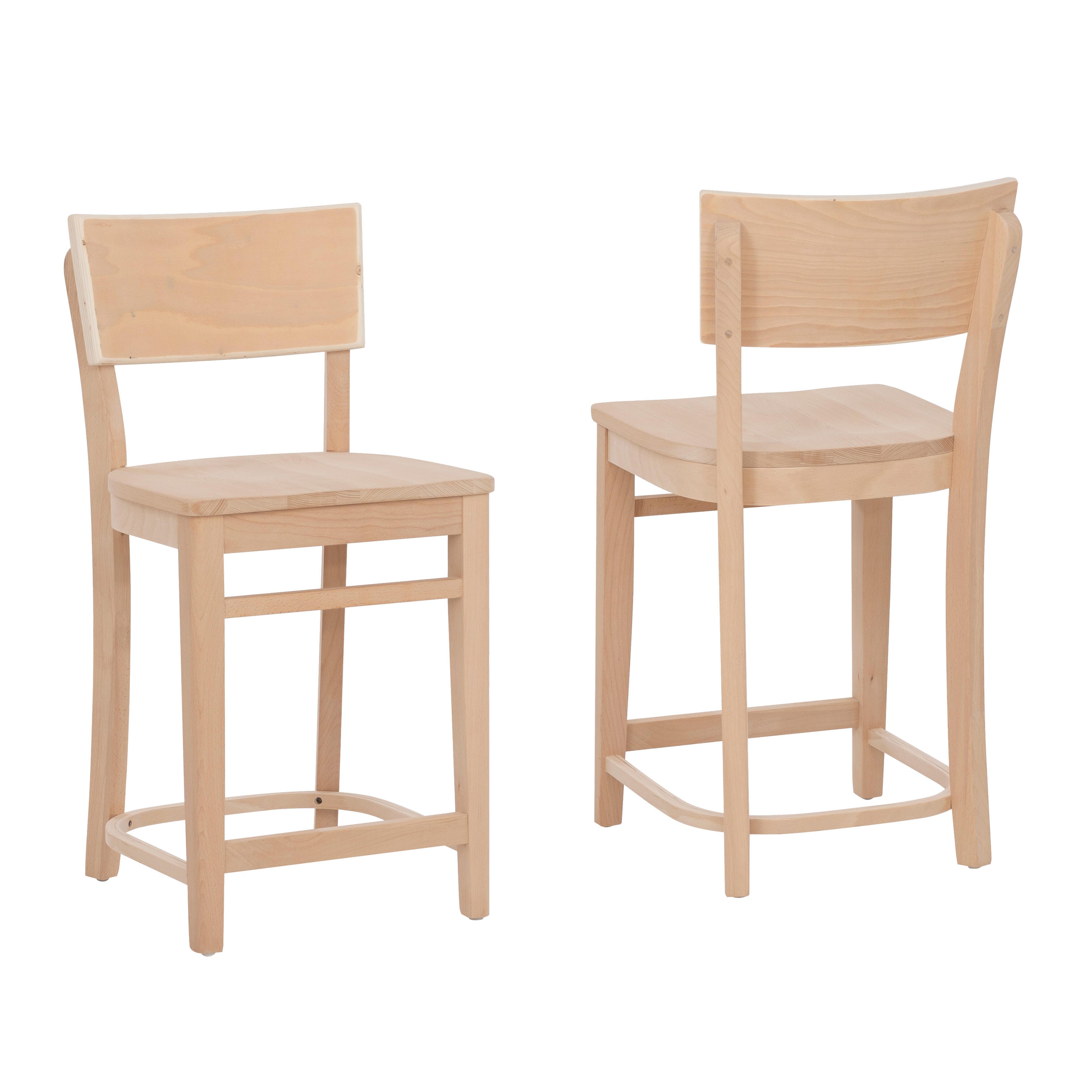 Linon Inez Counter Height Bar Stool (Set of 2), Natural, large