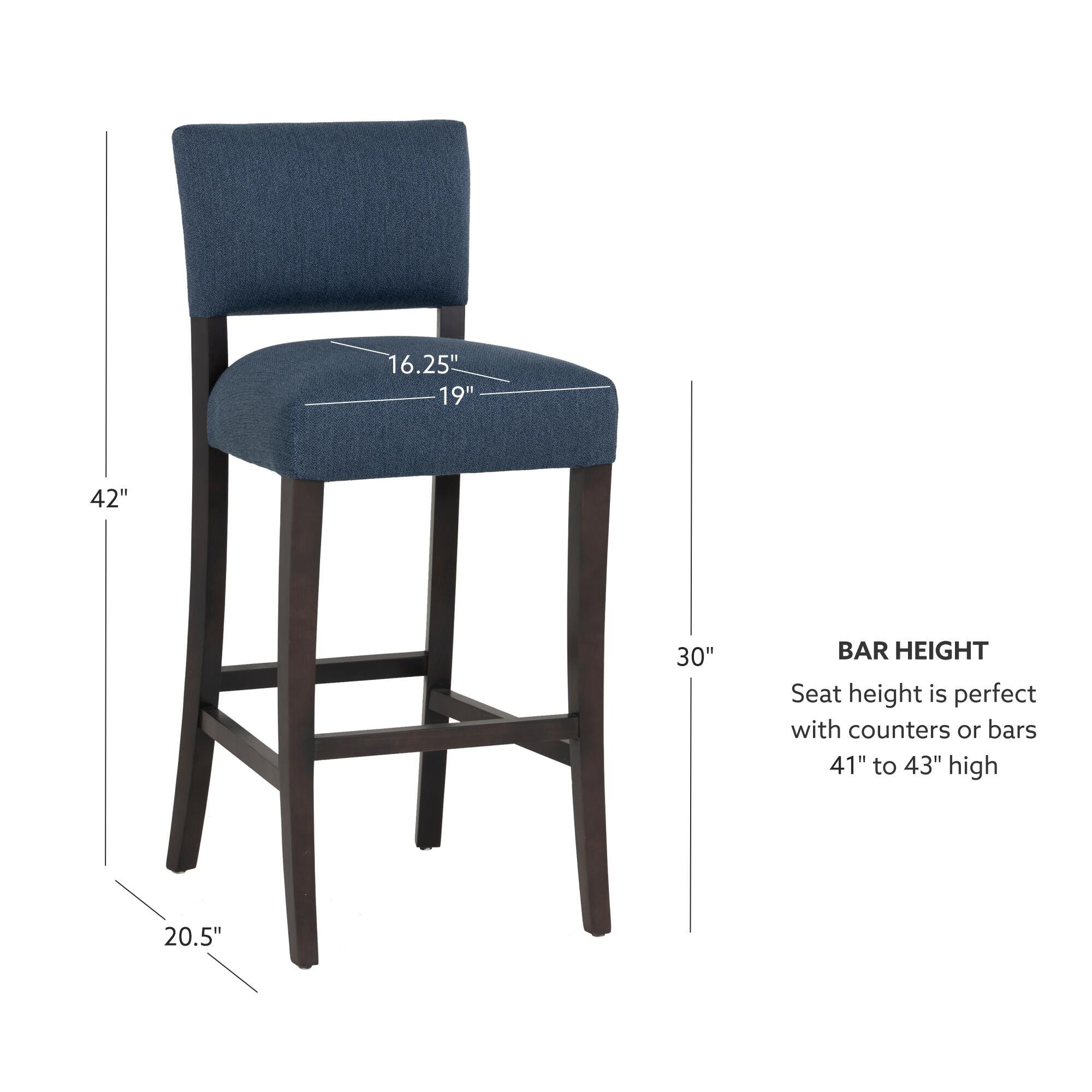Linon Kinsley Bar Height Bar Stool (Set of 2), Blue, large