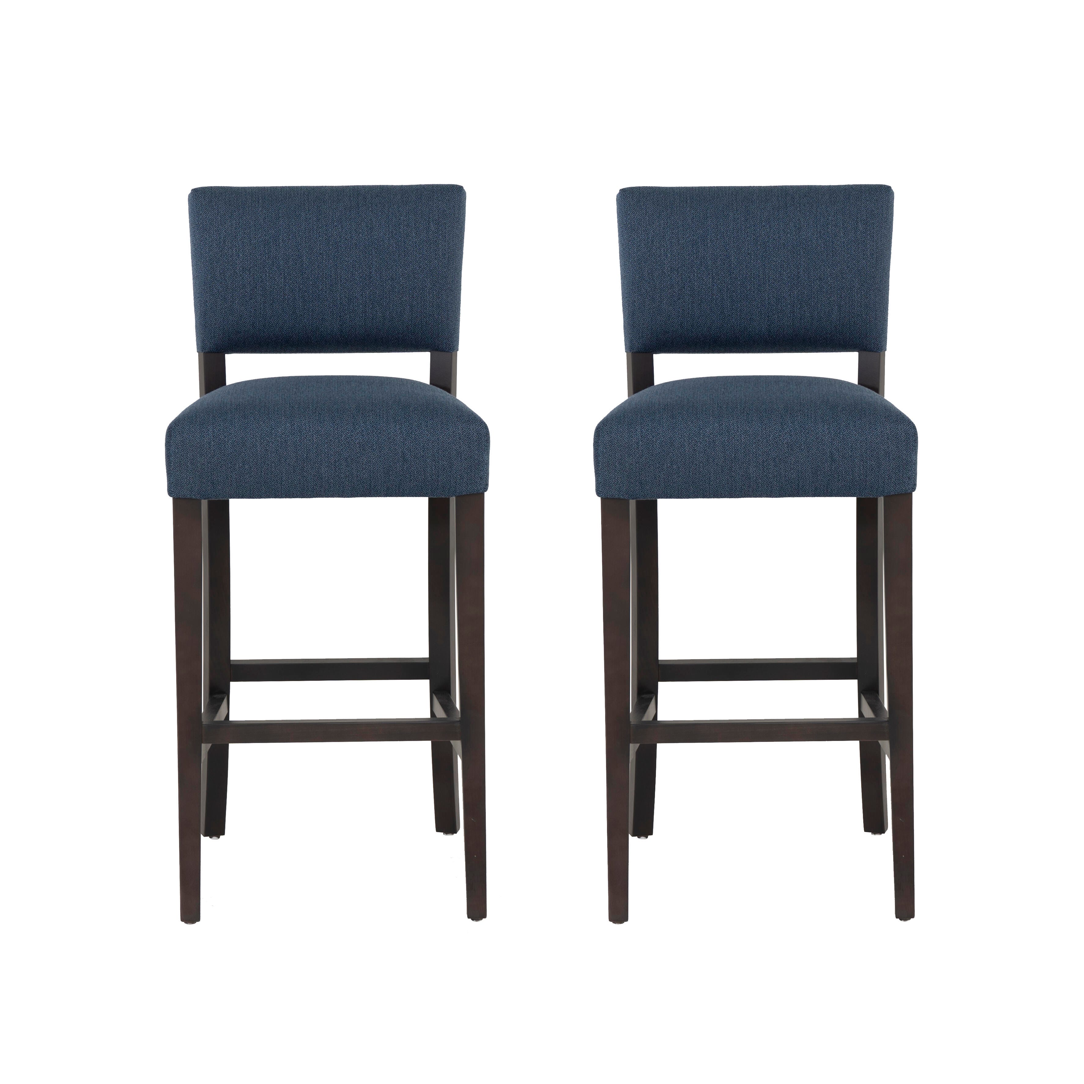 Linon Kinsley Bar Height Bar Stool (Set of 2), Blue, large