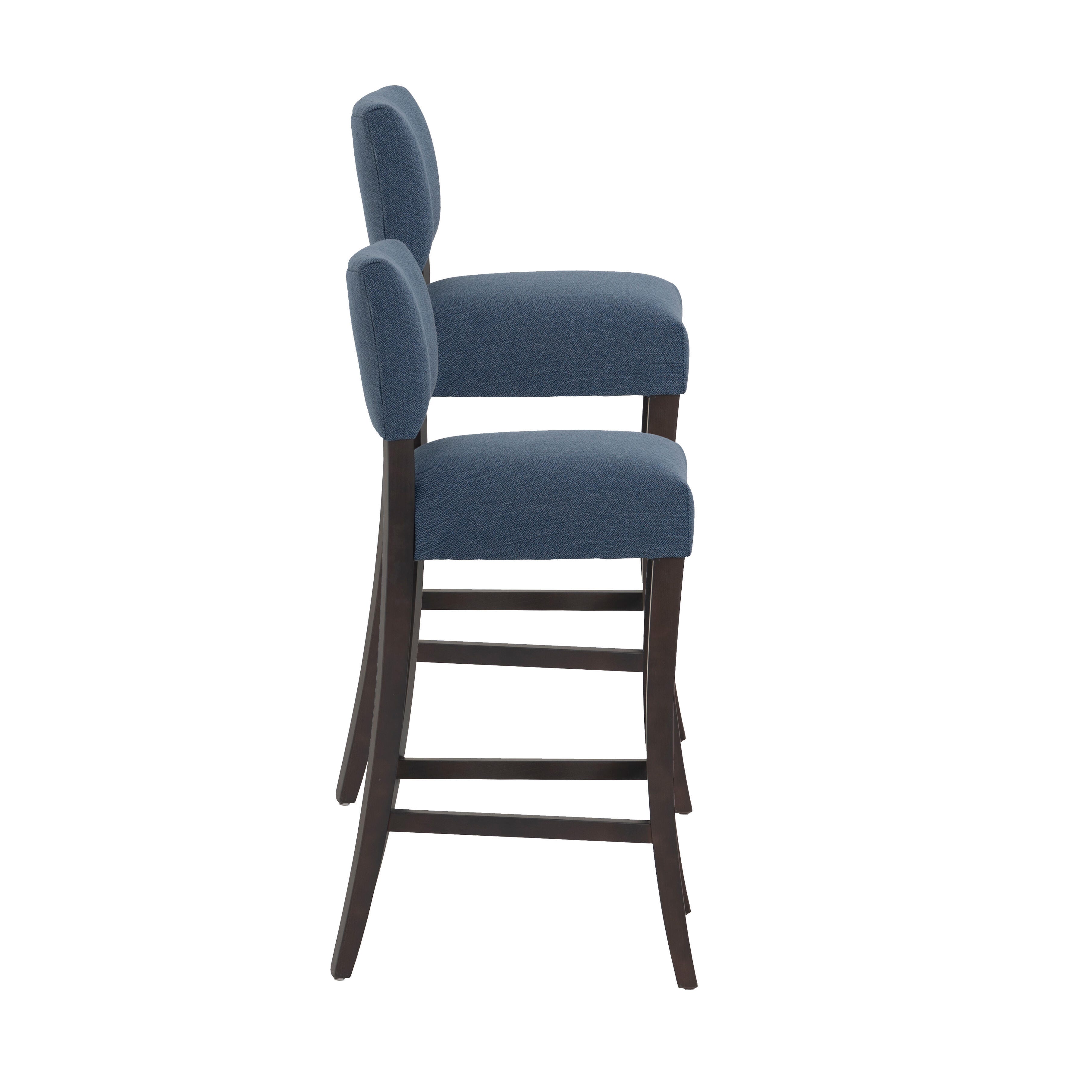 Linon Kinsley Bar Height Bar Stool (Set of 2), Blue, large