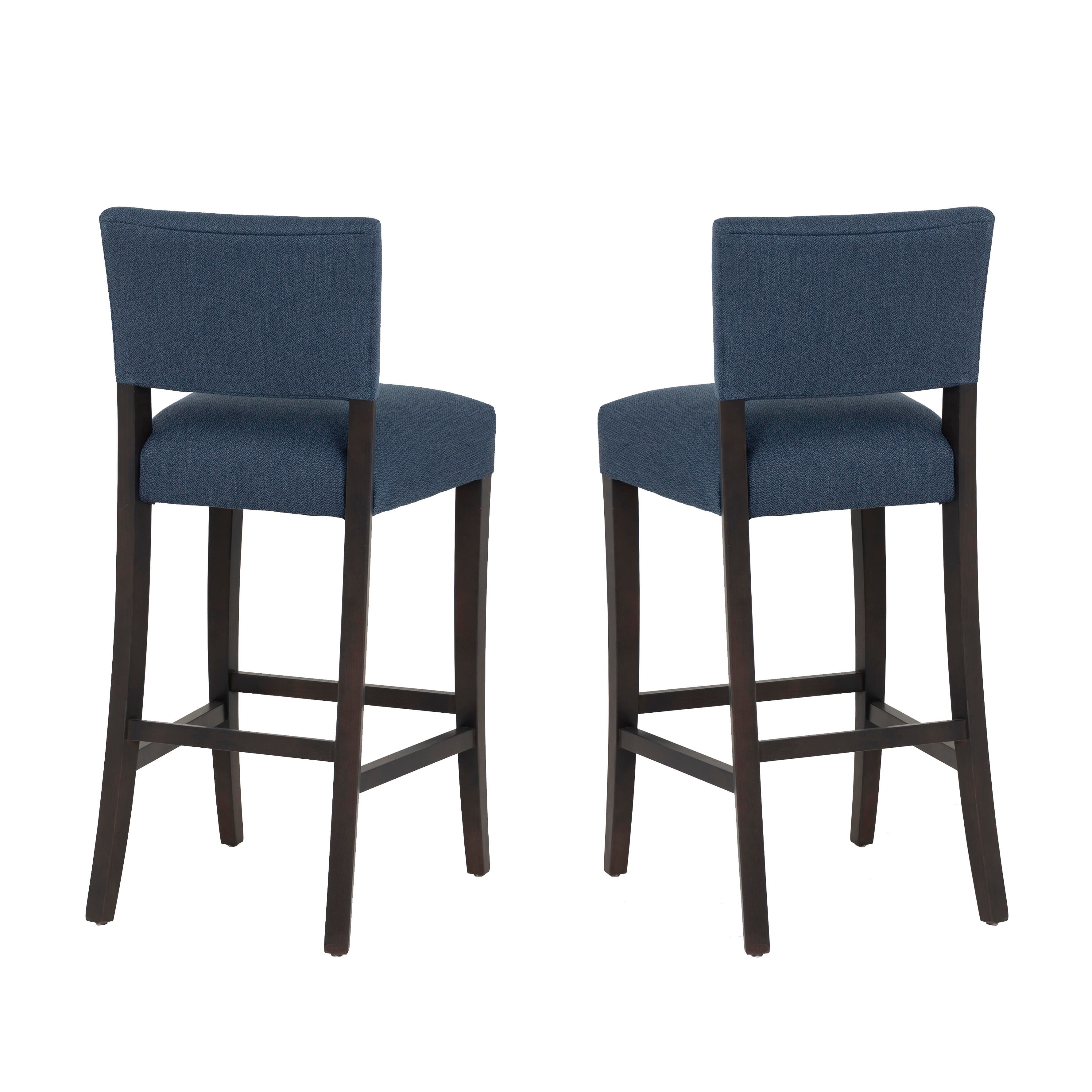 Linon Kinsley Bar Height Bar Stool (Set of 2), Blue, large