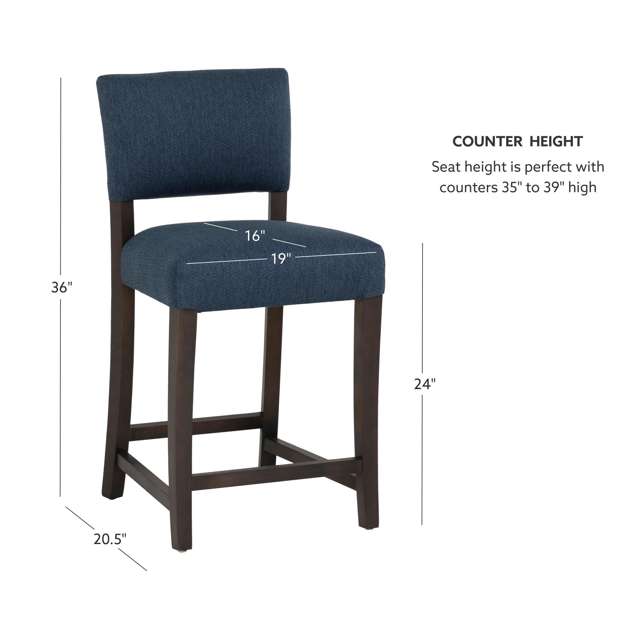 Linon Kinsley Counter Height Bar Stool (Set of 2), Blue, large