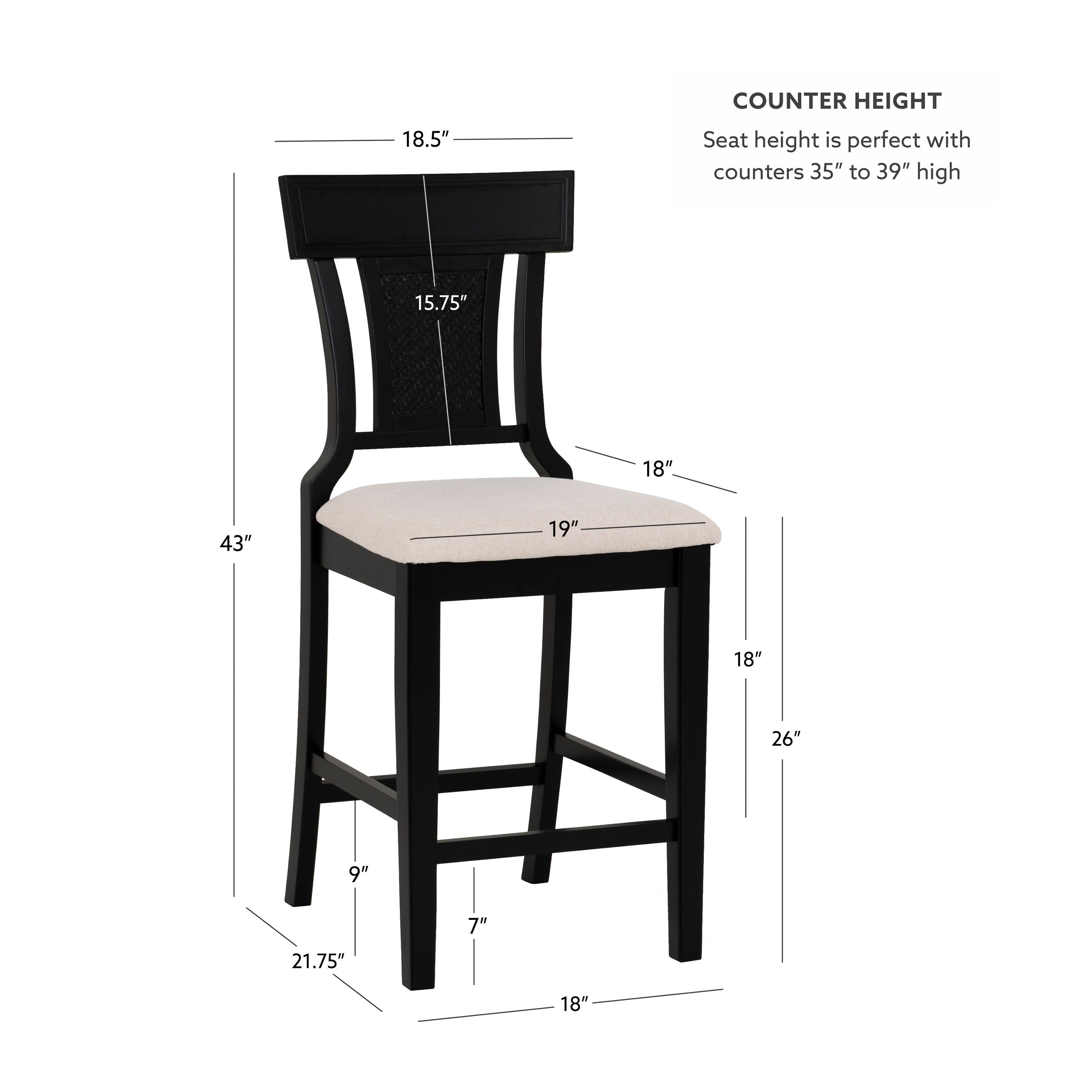 Linon Lina Counter Height Barstool, , large