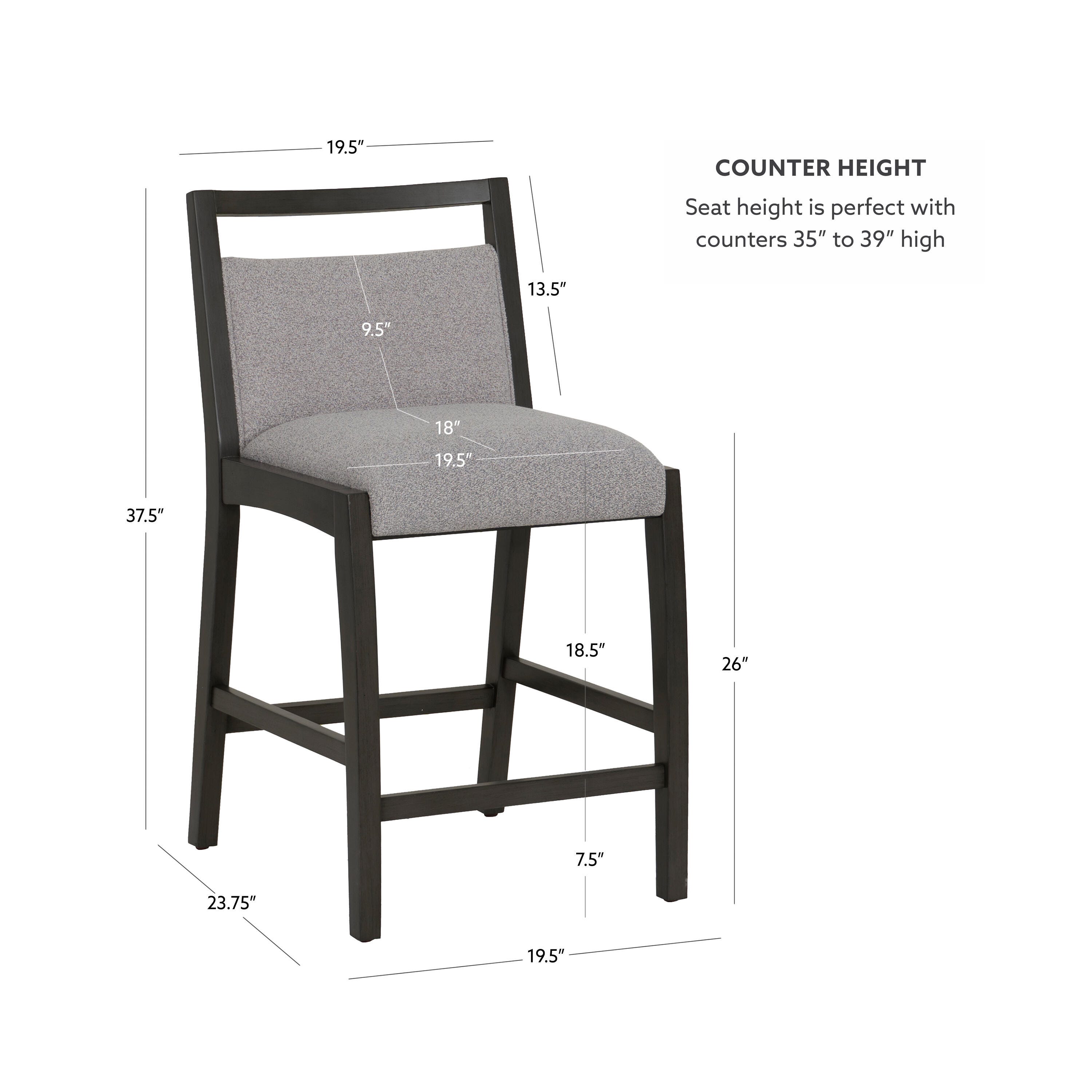 Linon Savie Counter Height Barstool, Gray, large