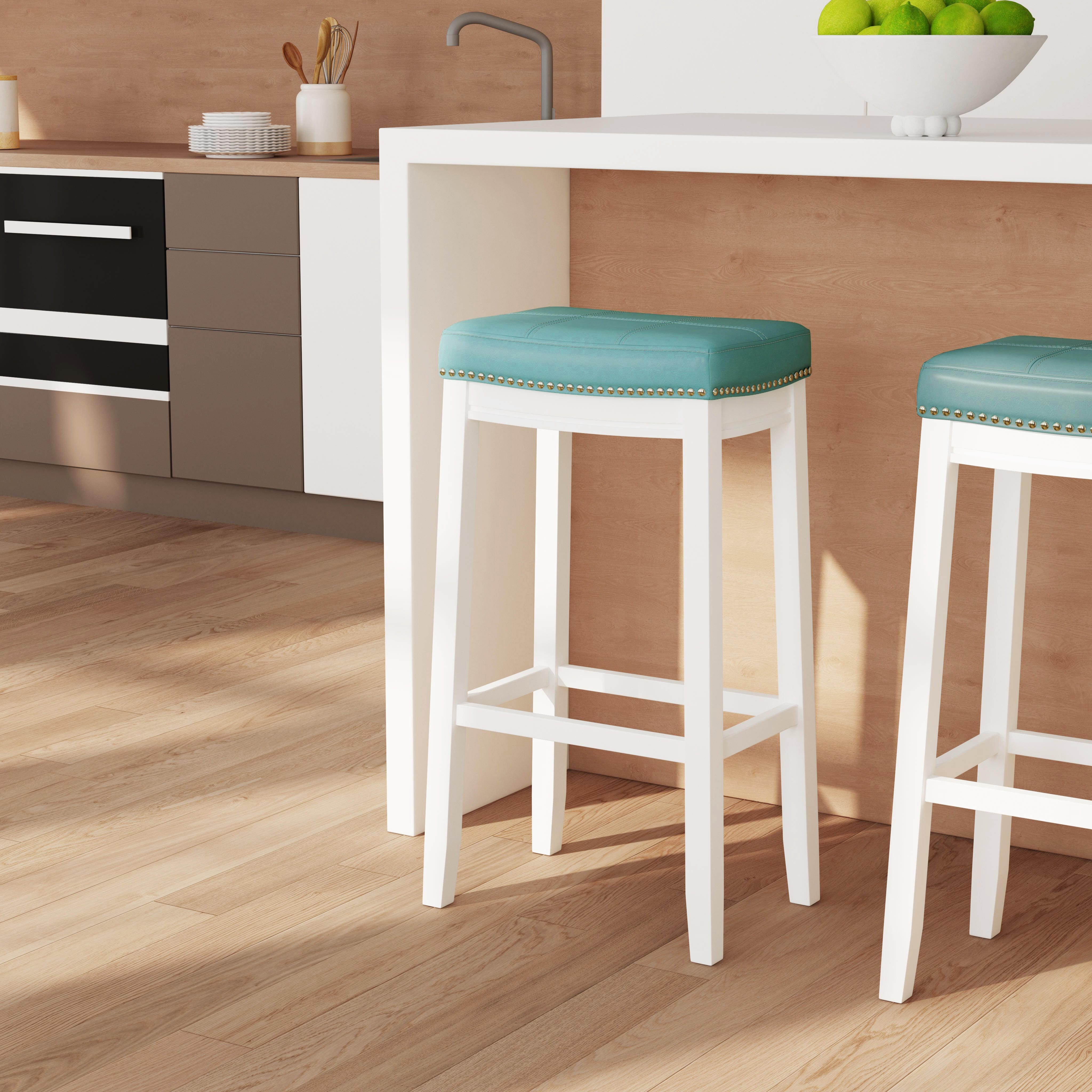 Linon Claridge Bar Height Bar Stool, Teal, large