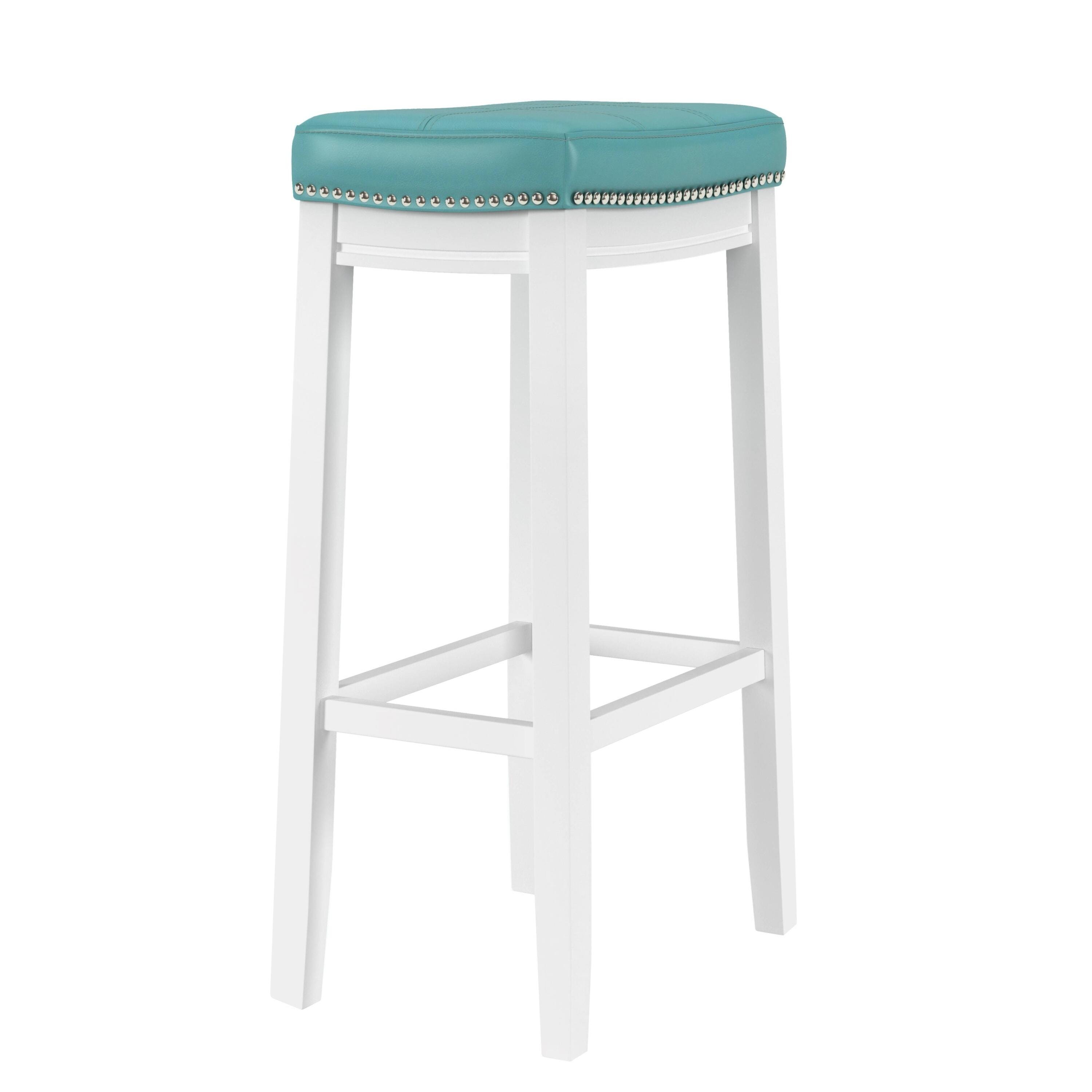Linon Claridge Bar Height Bar Stool, Teal, large