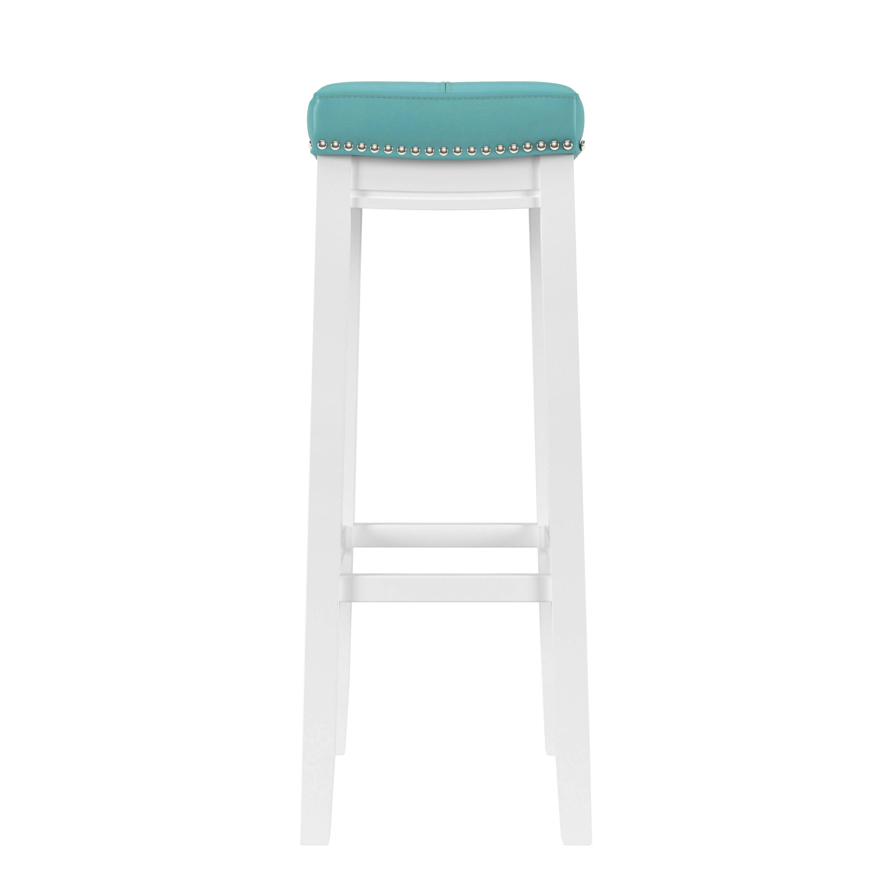 Linon Claridge Bar Height Bar Stool, Teal, large
