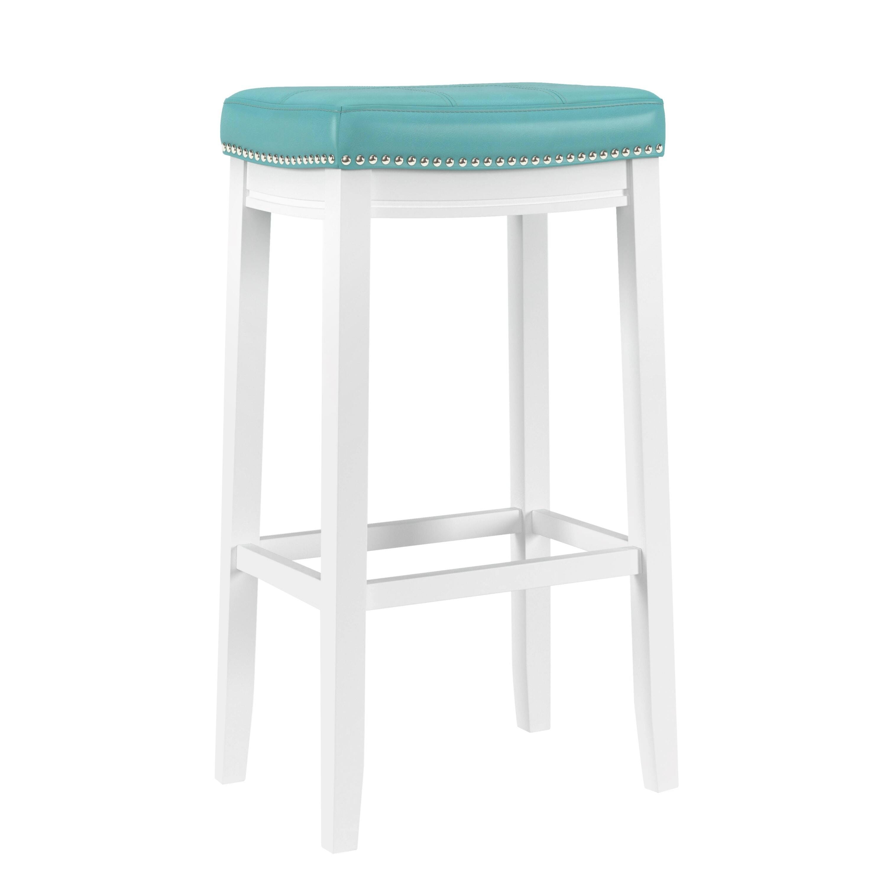 Linon Claridge Bar Height Bar Stool, Teal, large