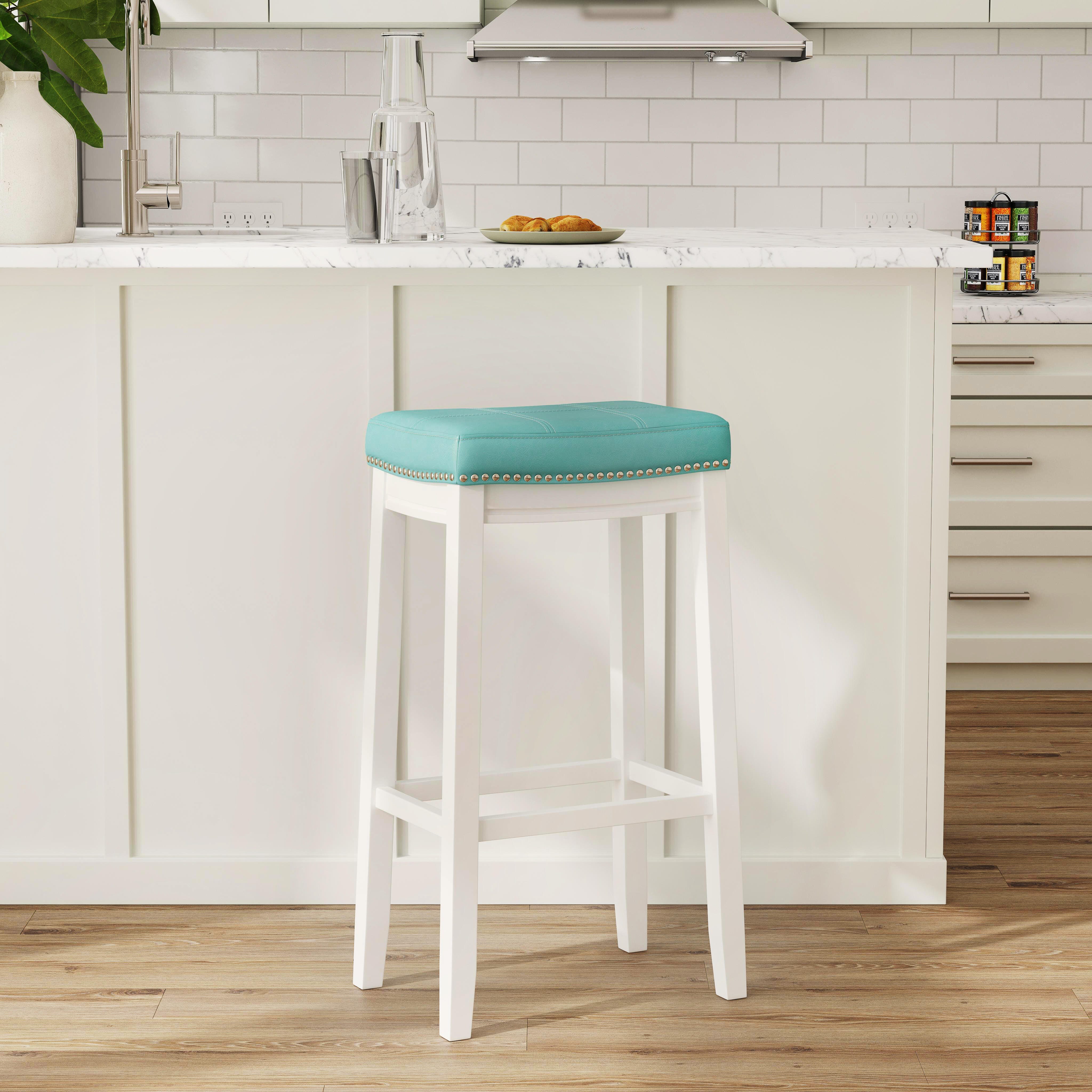 Linon Claridge Bar Height Bar Stool, Teal, large
