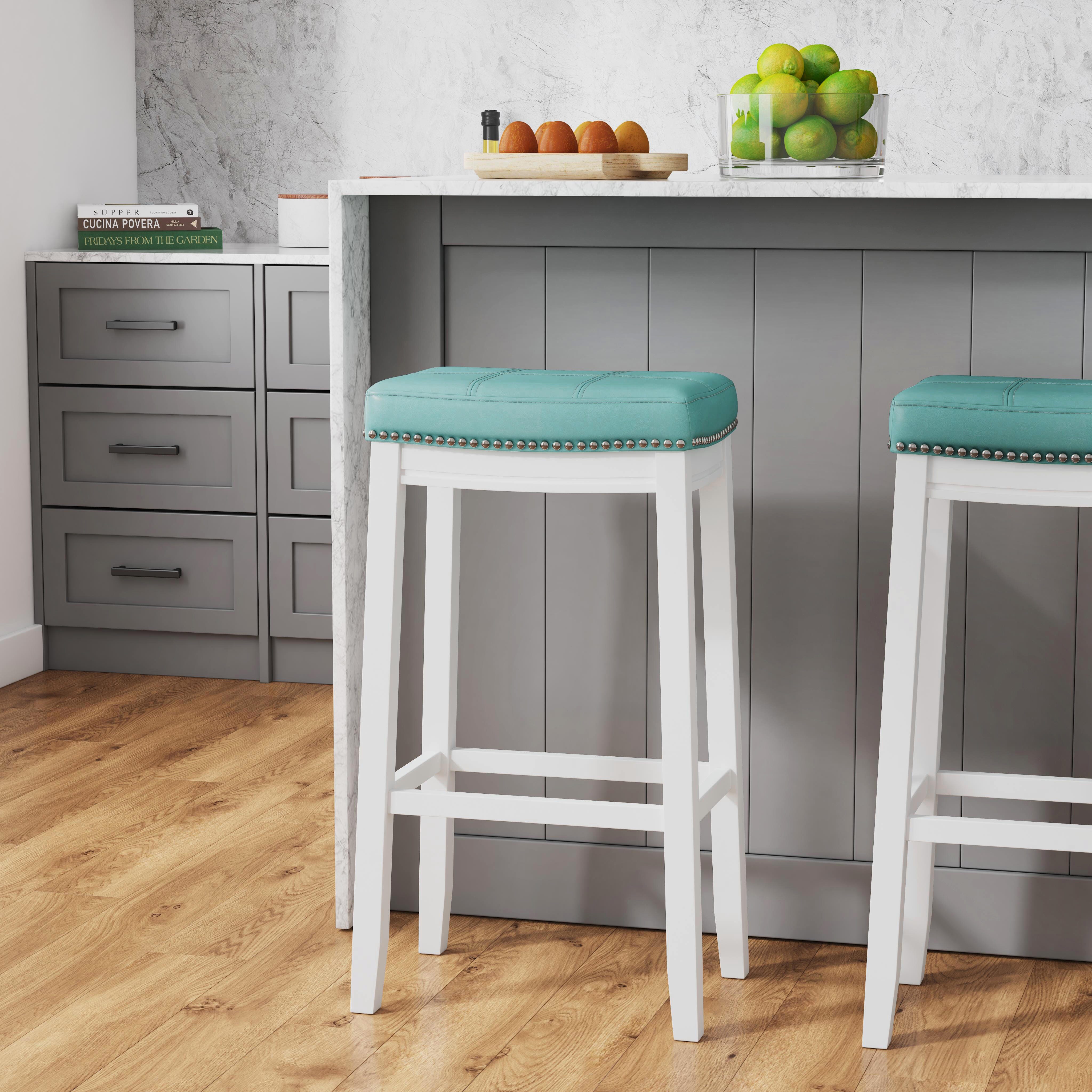 Linon Claridge Bar Height Bar Stool, Teal, large