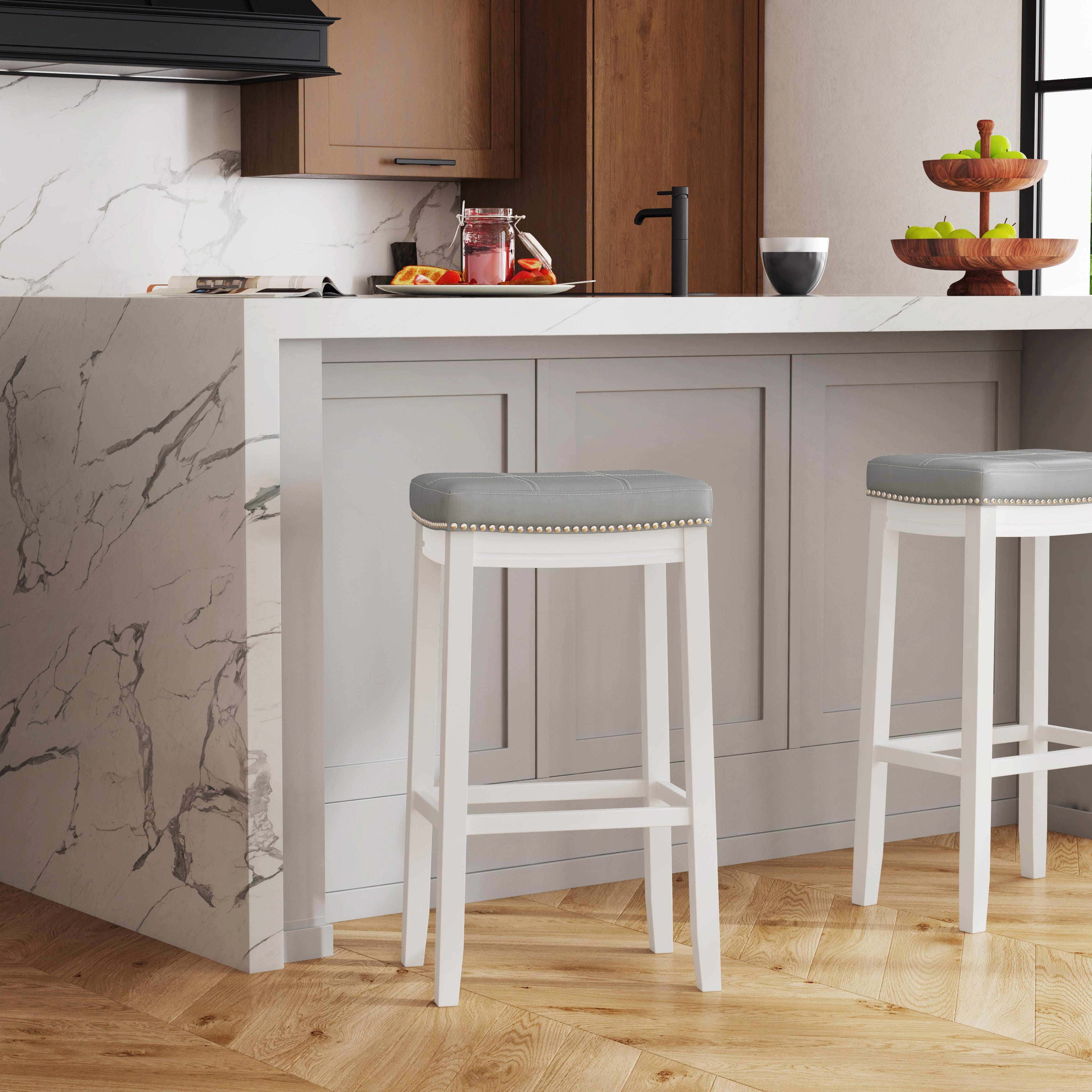 Linon Claridge Bar Height Bar Stool, Gray, large