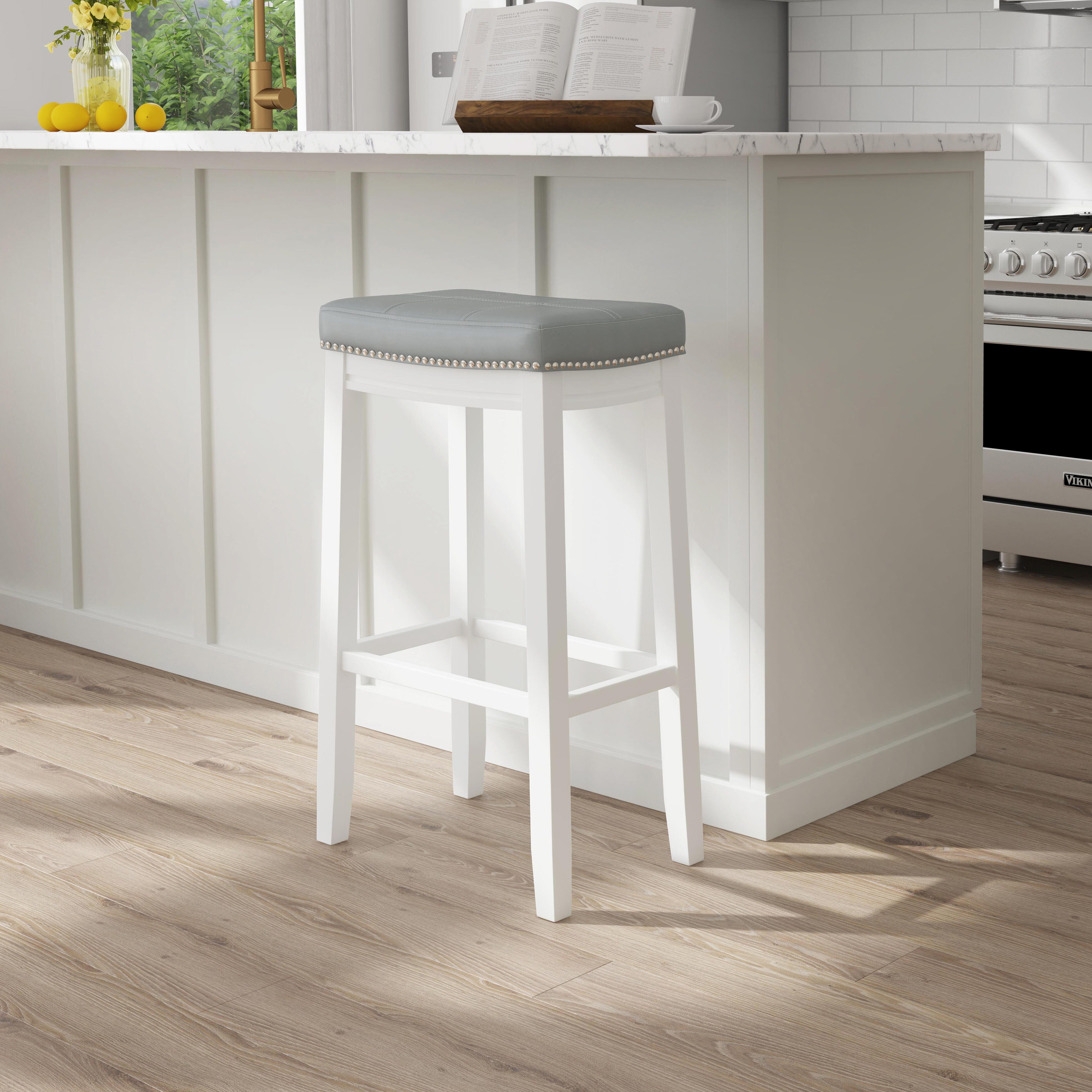 Linon Claridge Bar Height Bar Stool, Gray, large