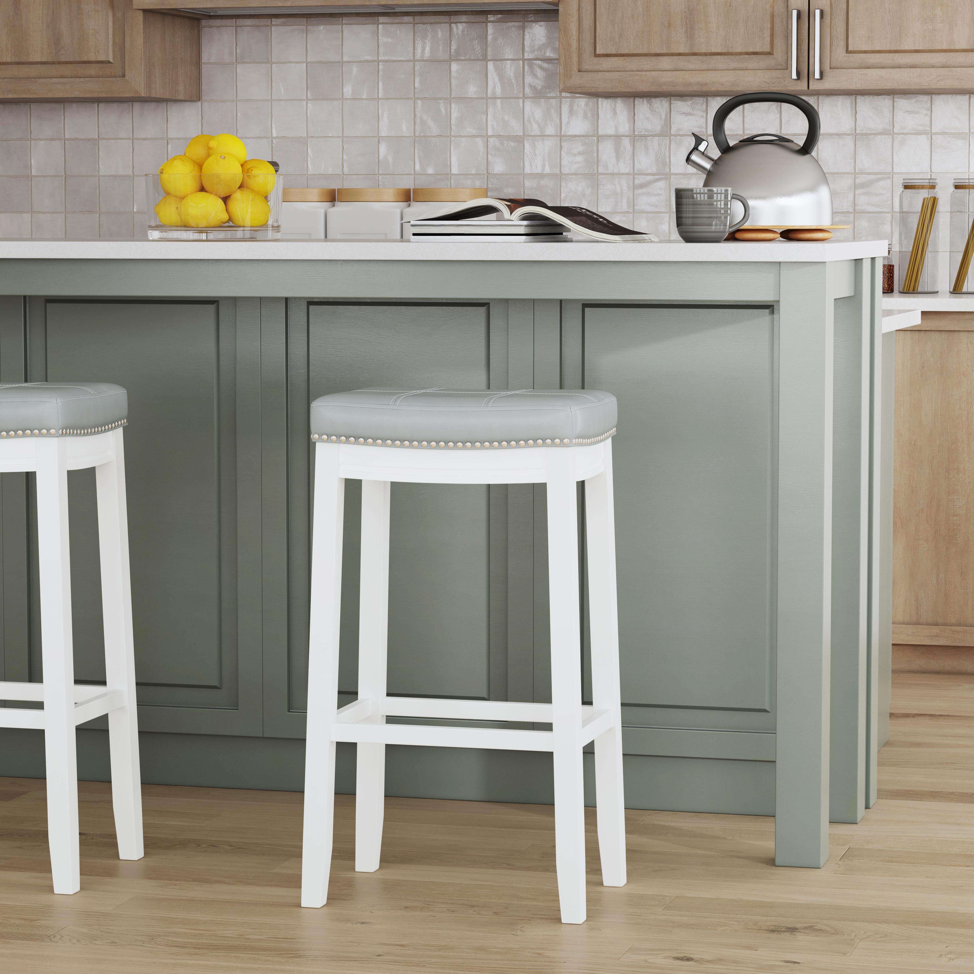 Linon Claridge Bar Height Bar Stool, Gray, large