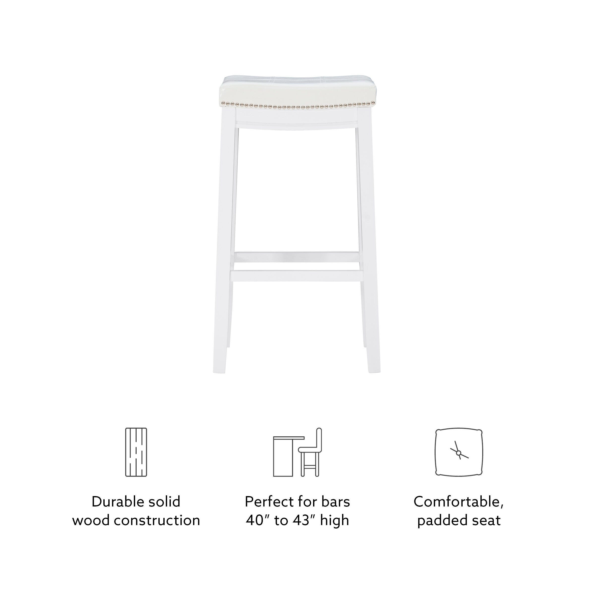 Linon Claridge Bar Height Bar Stool, White, large