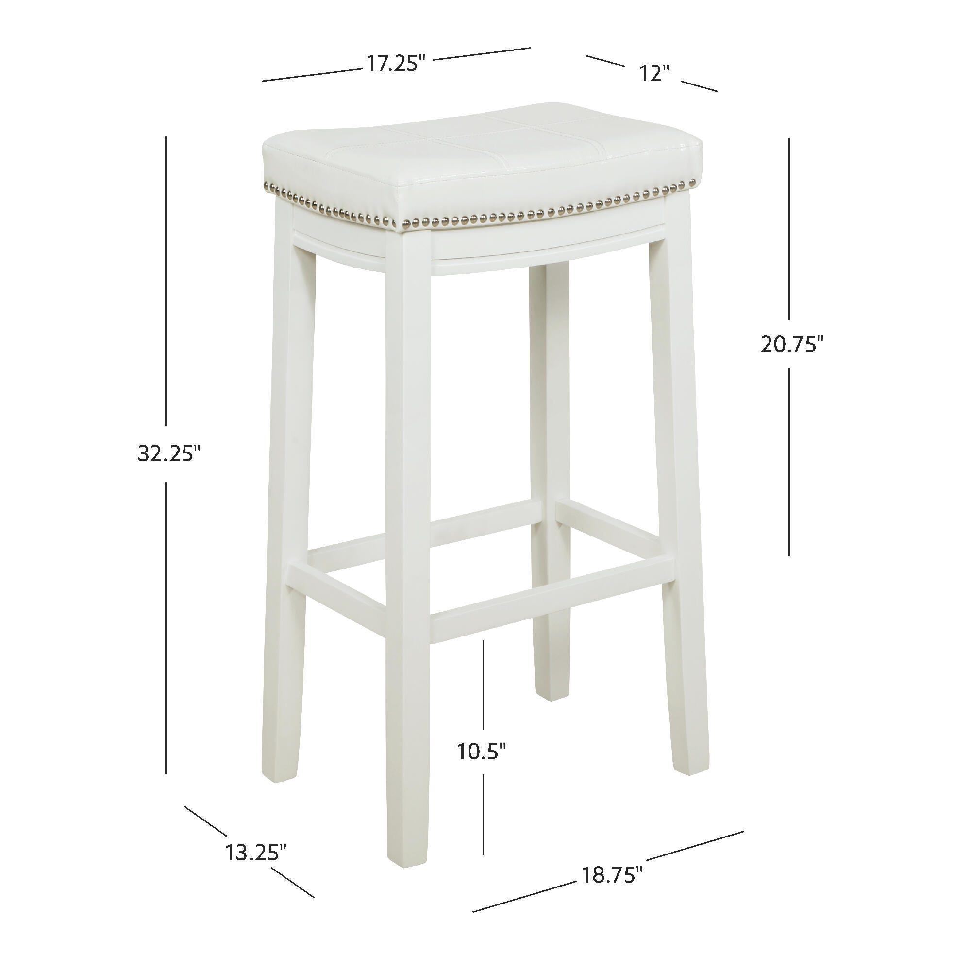 Linon Claridge Bar Height Bar Stool, White, large