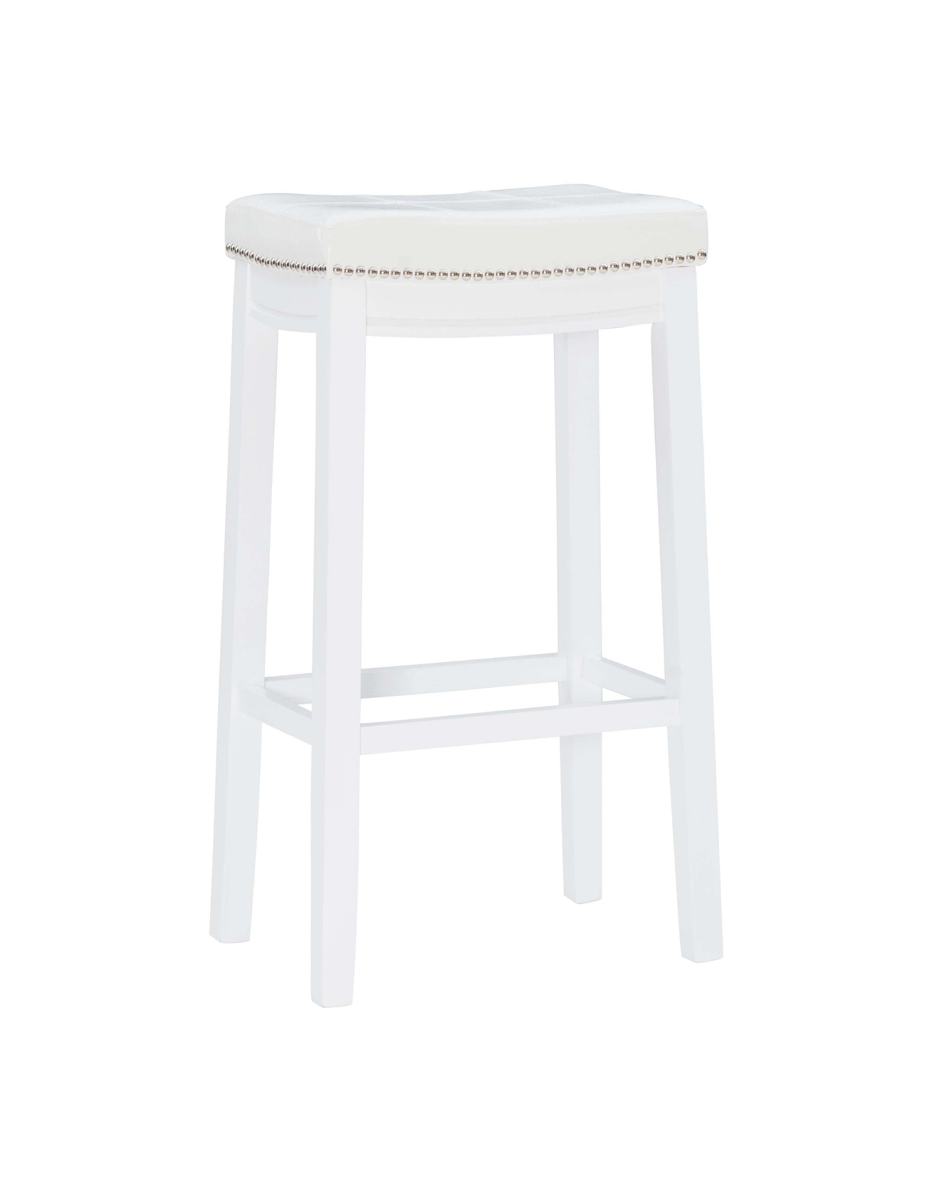 Linon Claridge Bar Height Bar Stool, White, large
