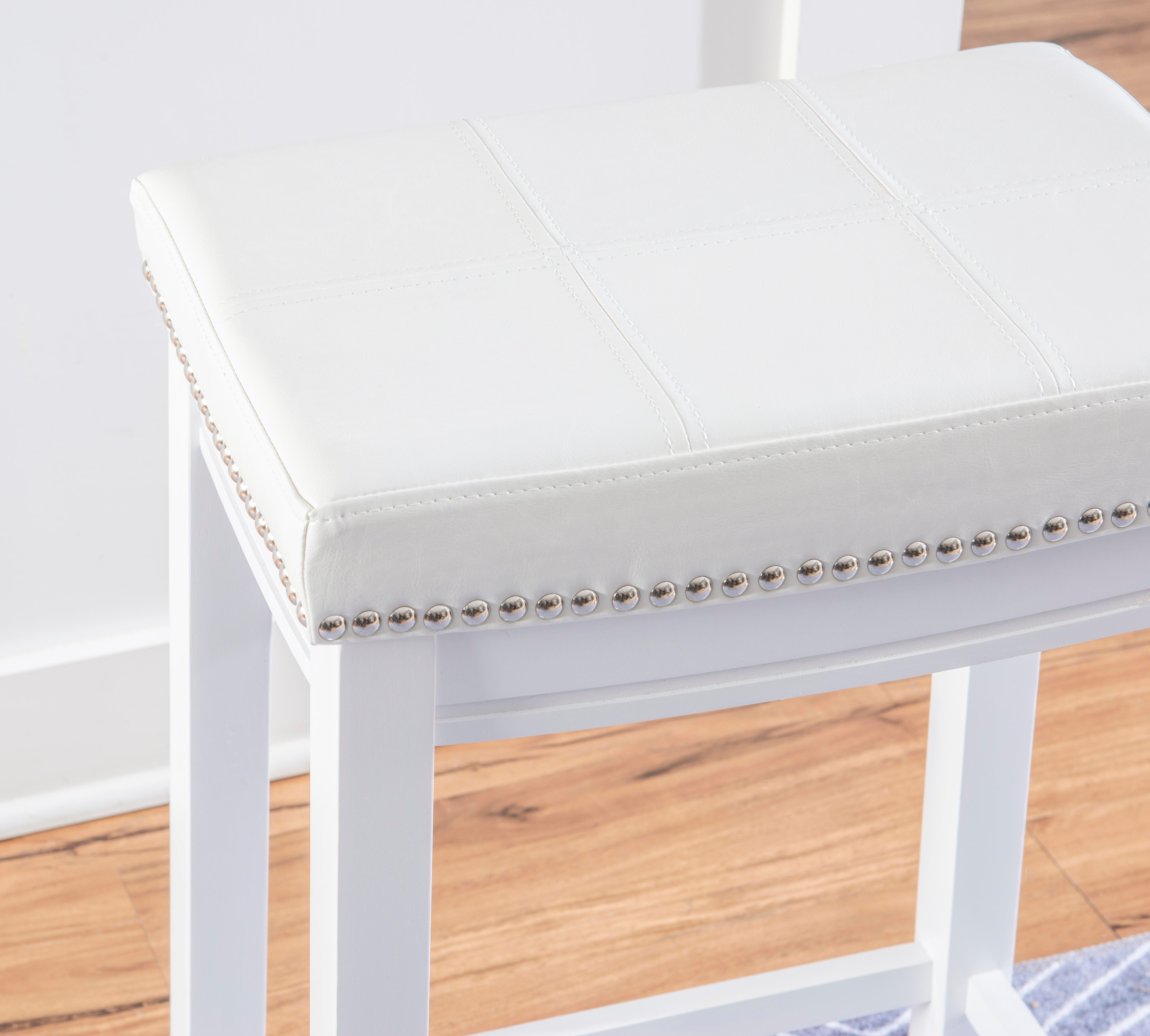 Linon Claridge Bar Height Bar Stool, White, large