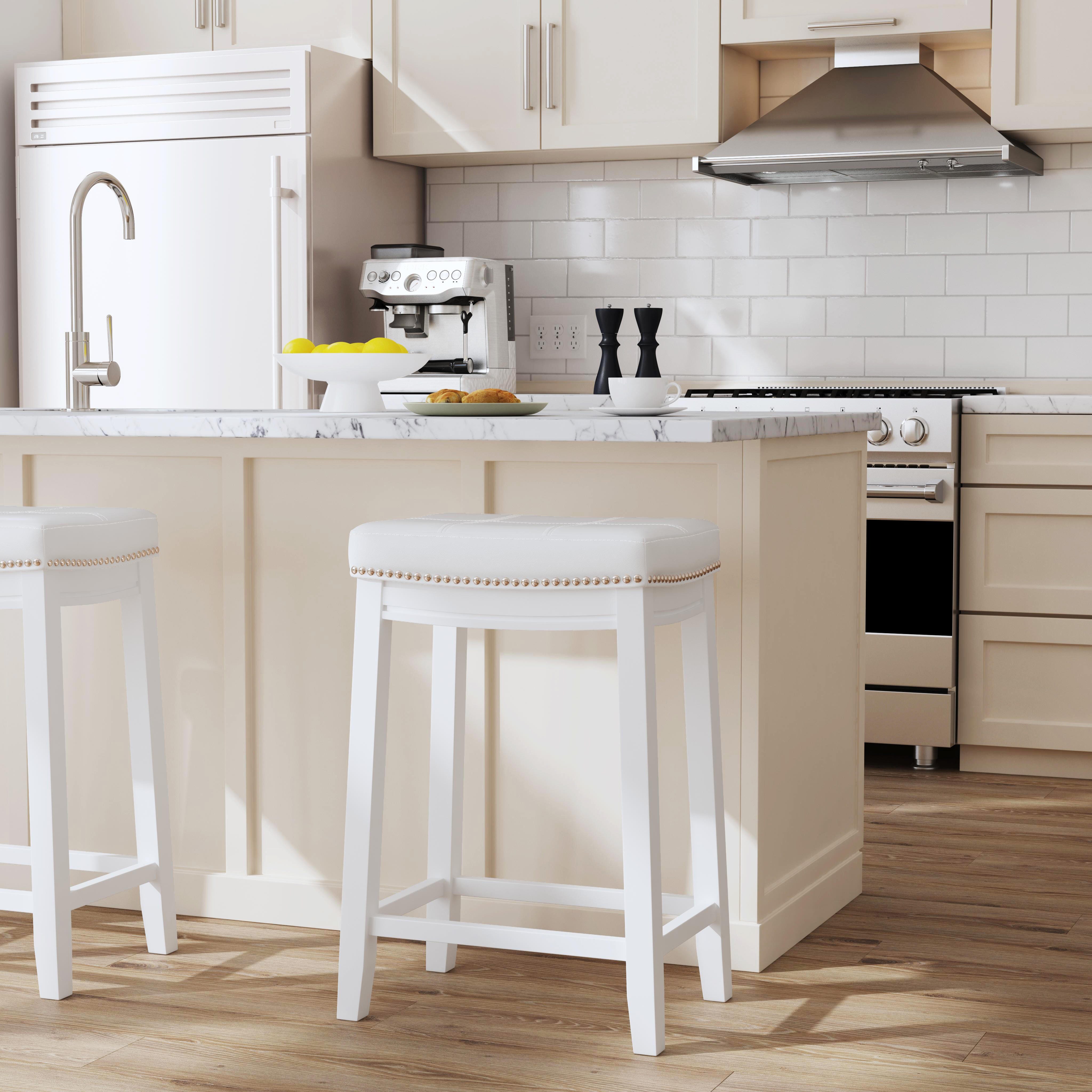 Linon Claridge Counter Height Bar Stool, White, large